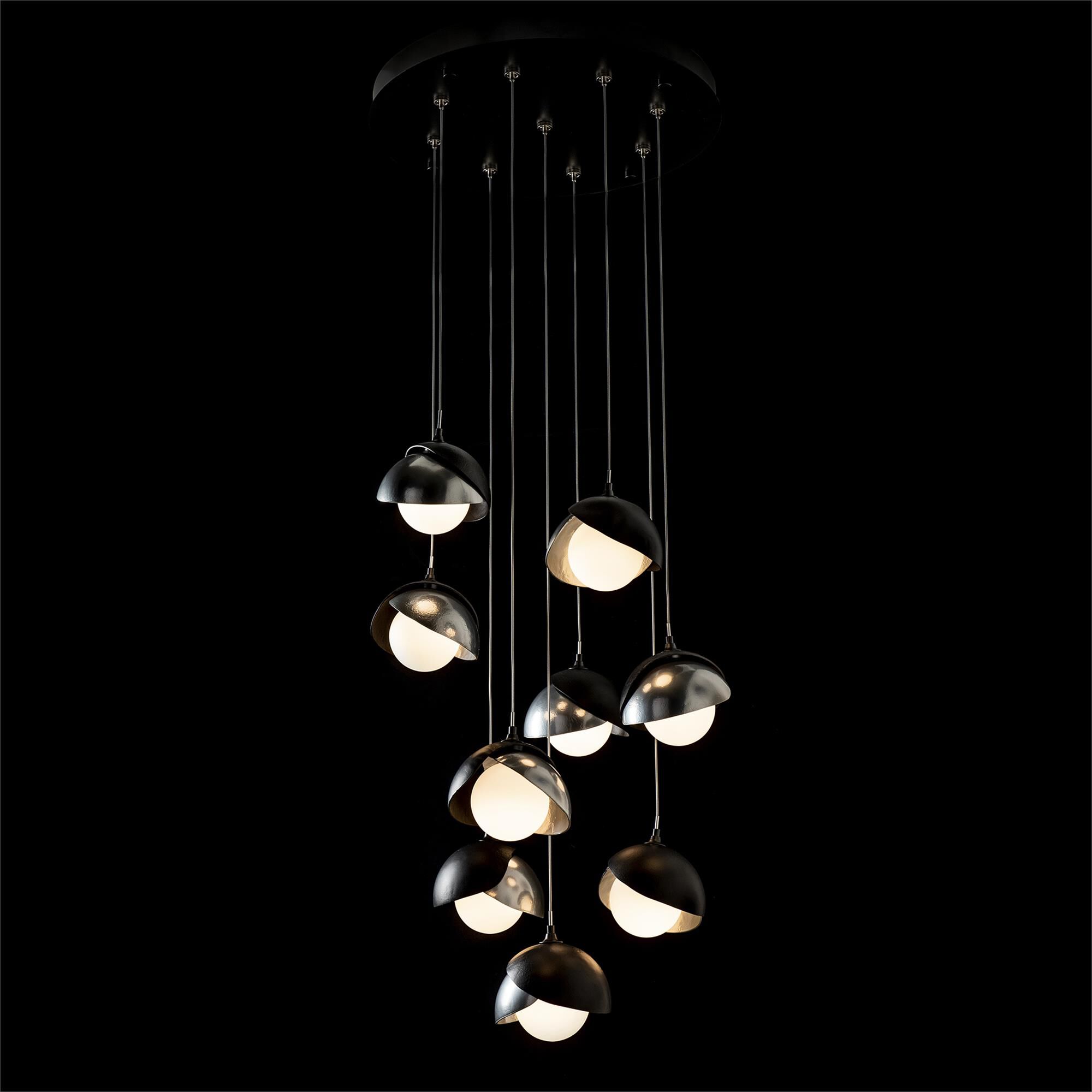 Shown in Black finish and Opal glass and Sterling accent