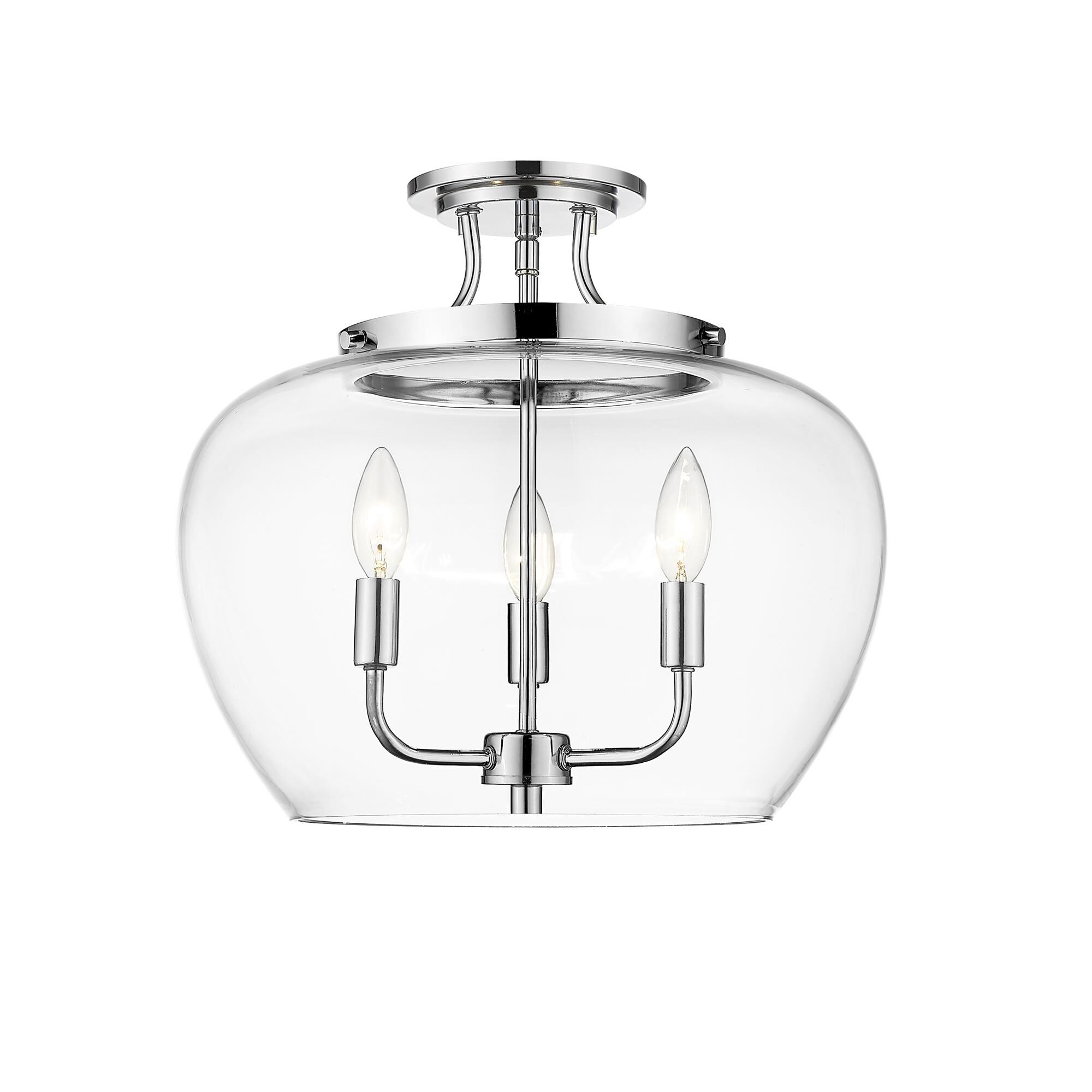 Shown in Chrome finish and Glass shade