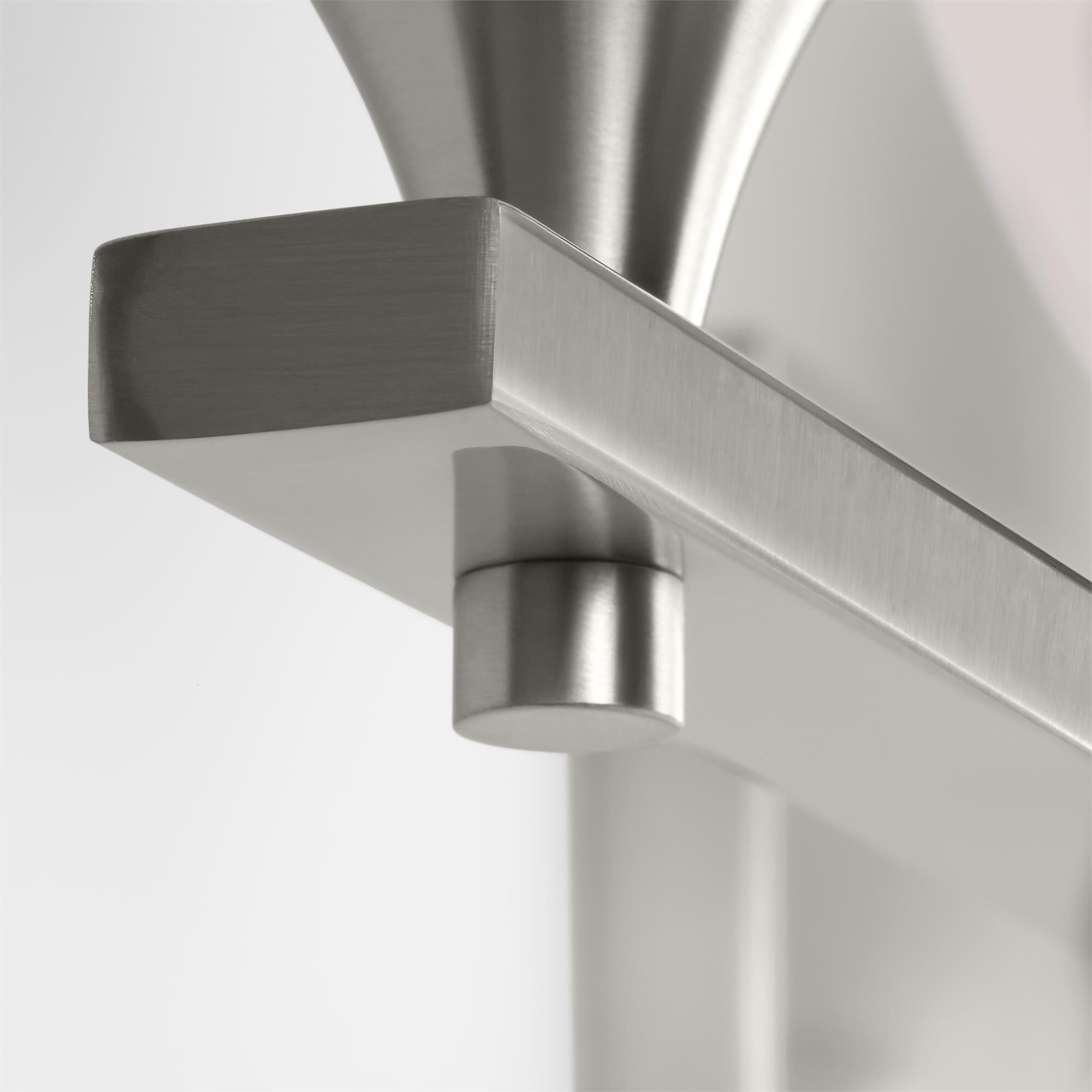 Shown in Brushed Steel finish and Milk glass