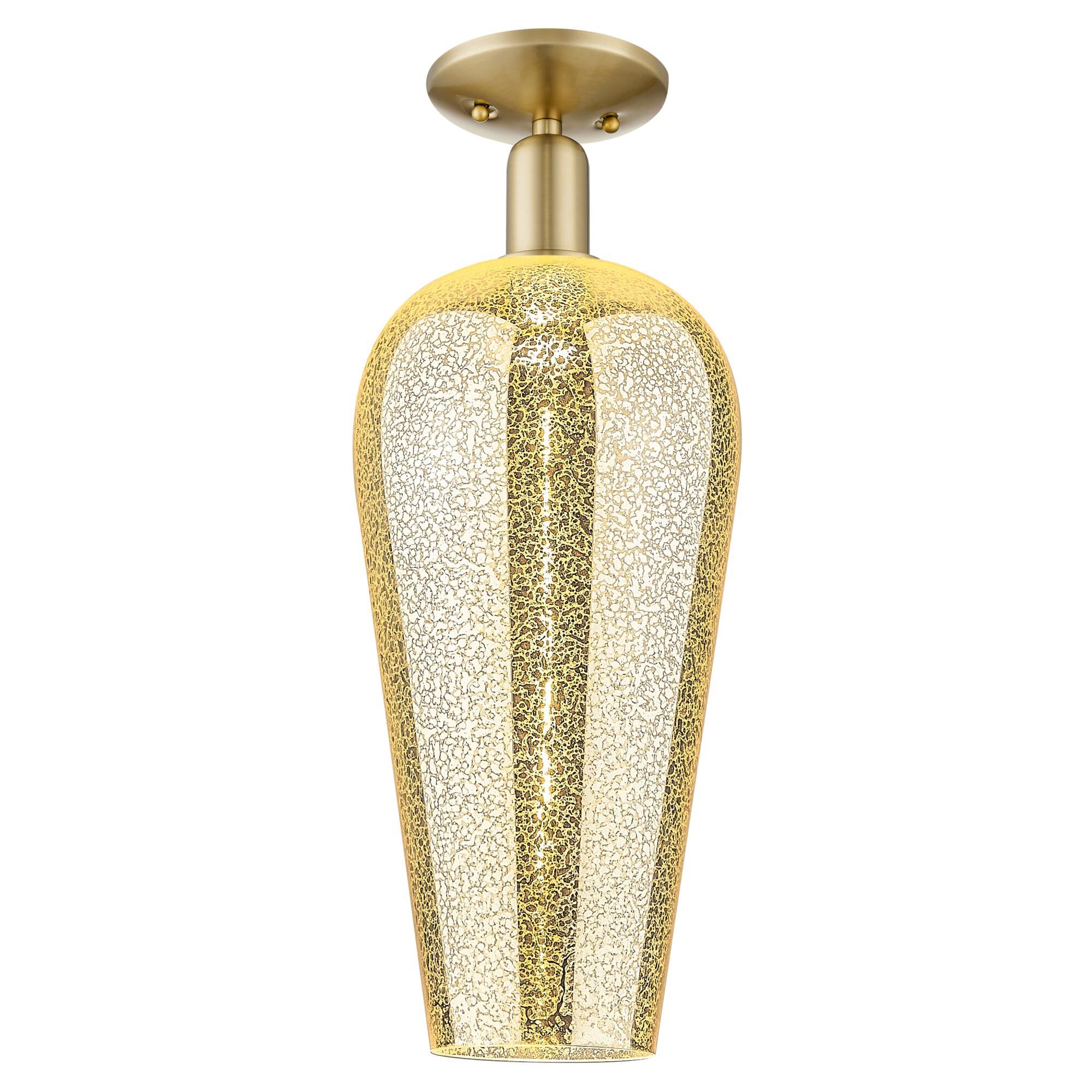 Shown in Champagne Bronze finish and Mercury Deco Swirl glass