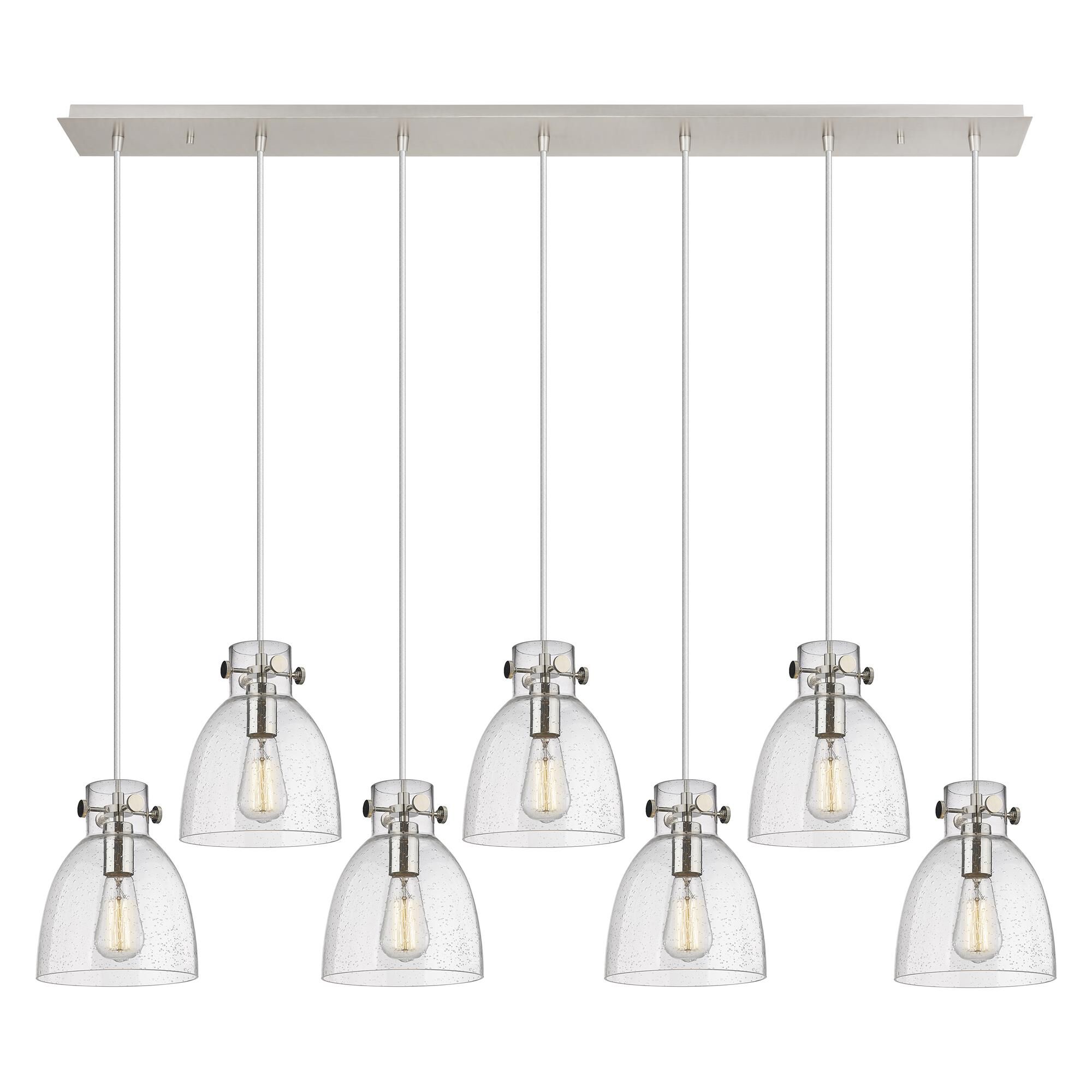 Shown in Polished Nickel finish and Seedy glass and Seedy Glass shade