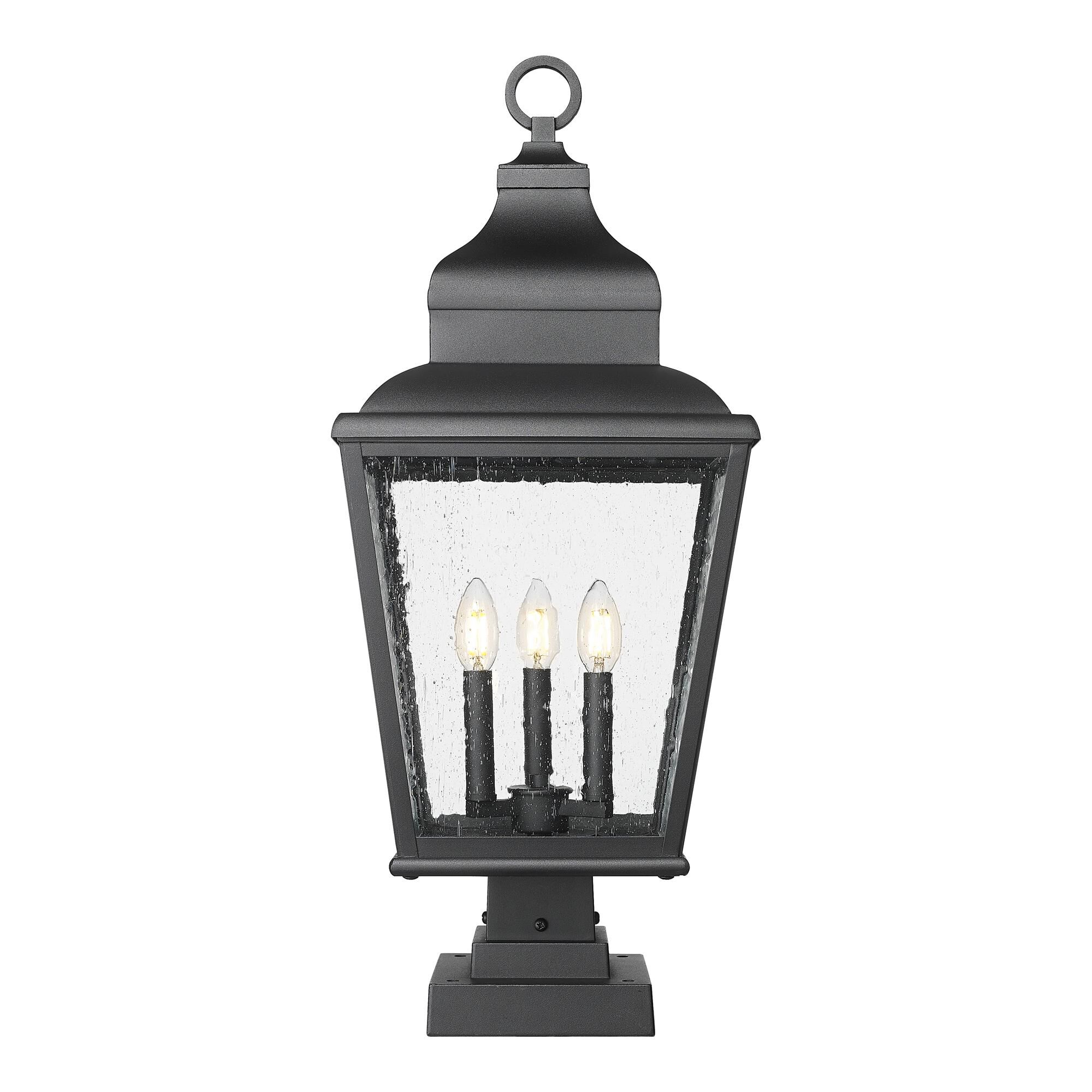 Shown in Sand Black finish and Clear Seedy glass