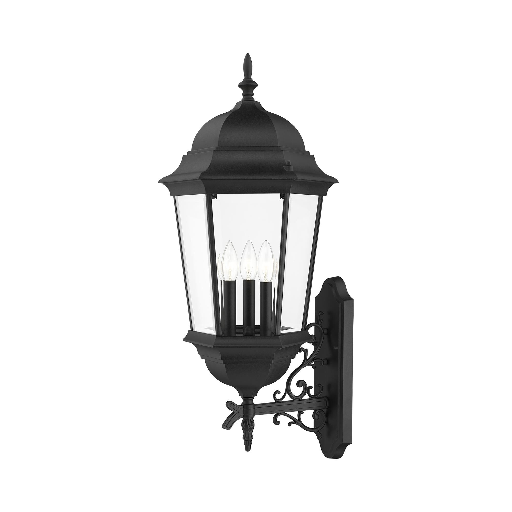 Shown in Textured Black finish and Clear Beveled glass and Clear Beveled Glass shade