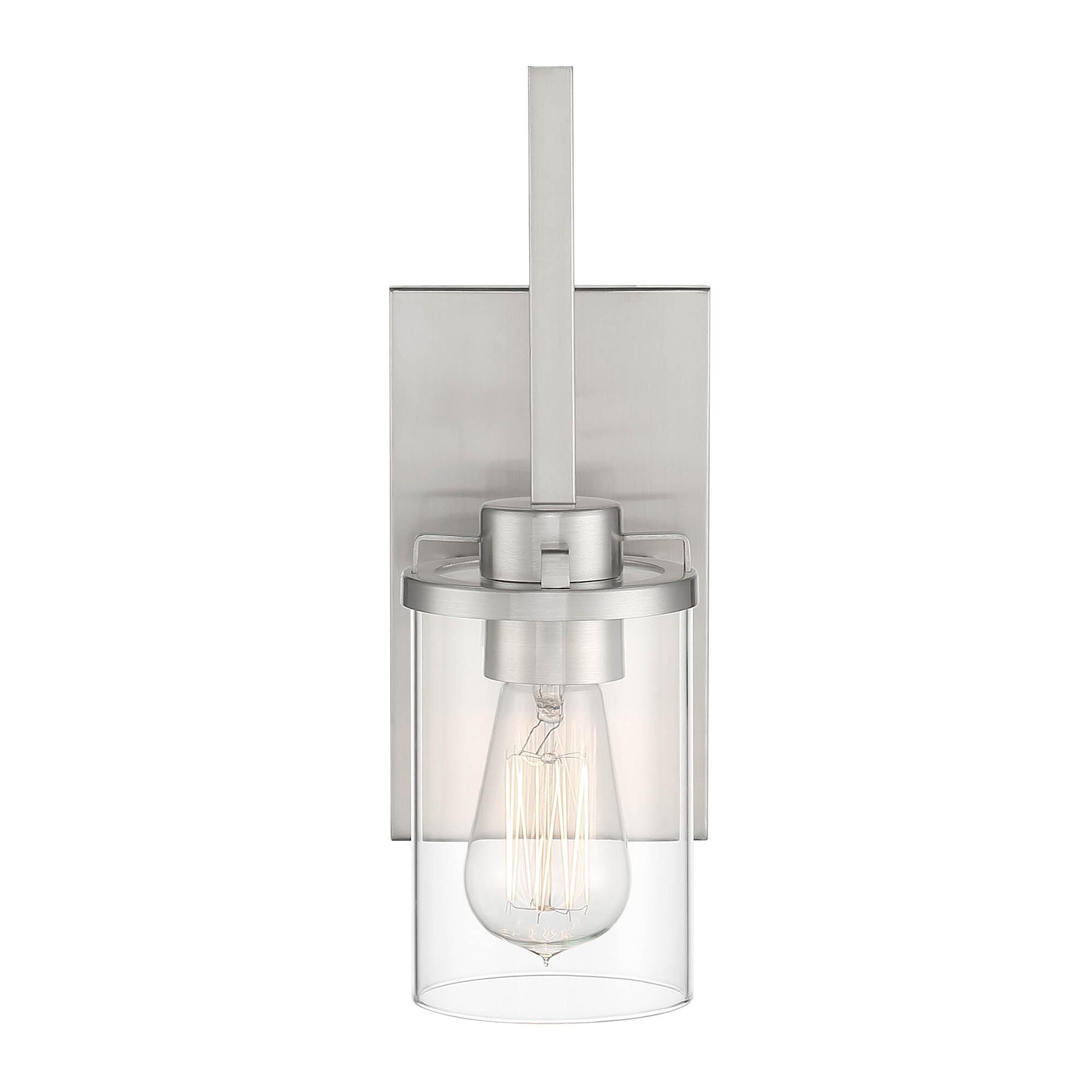 Shown in Brushed Nickel finish and Clear glass