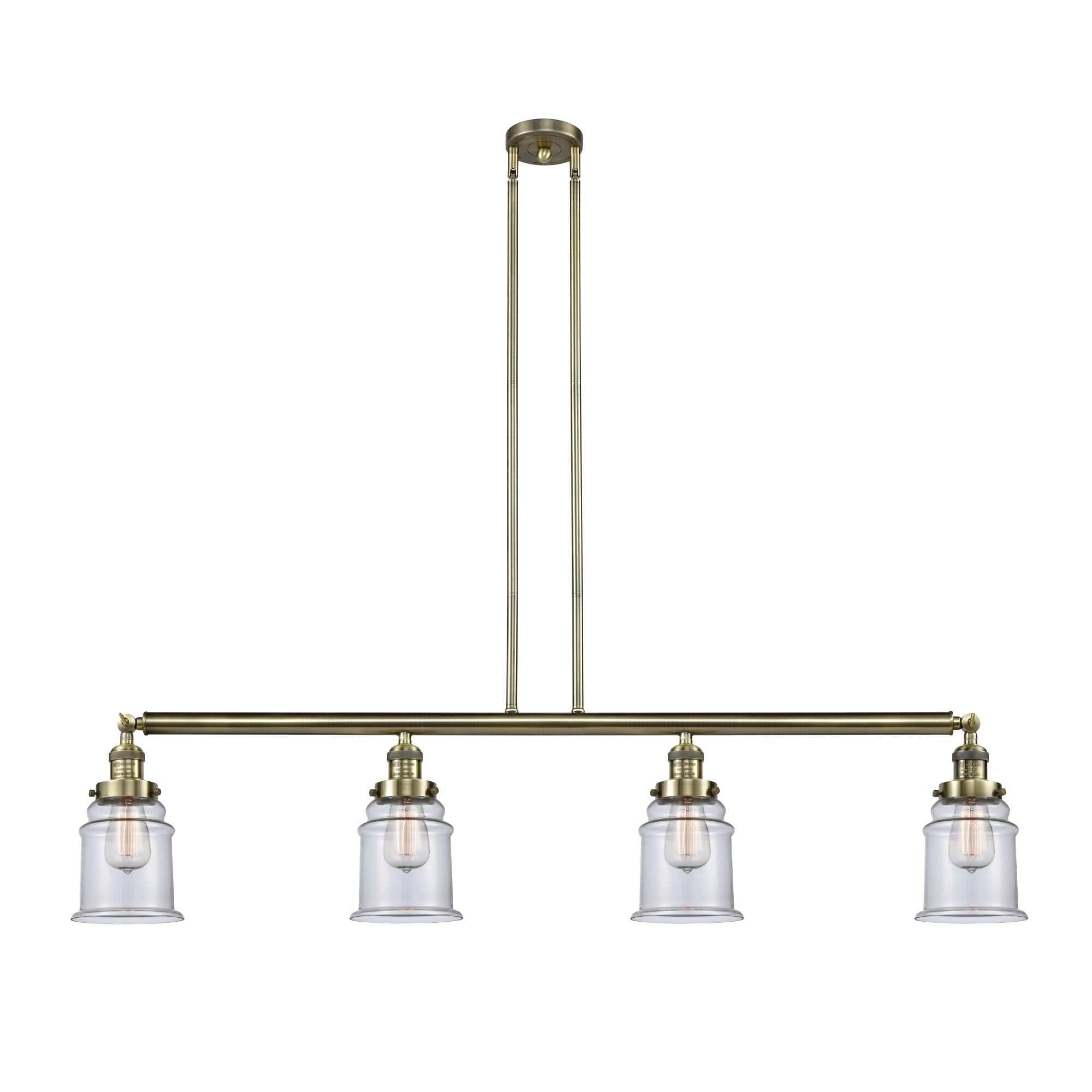 Shown in Antique Brass finish and Clear glass