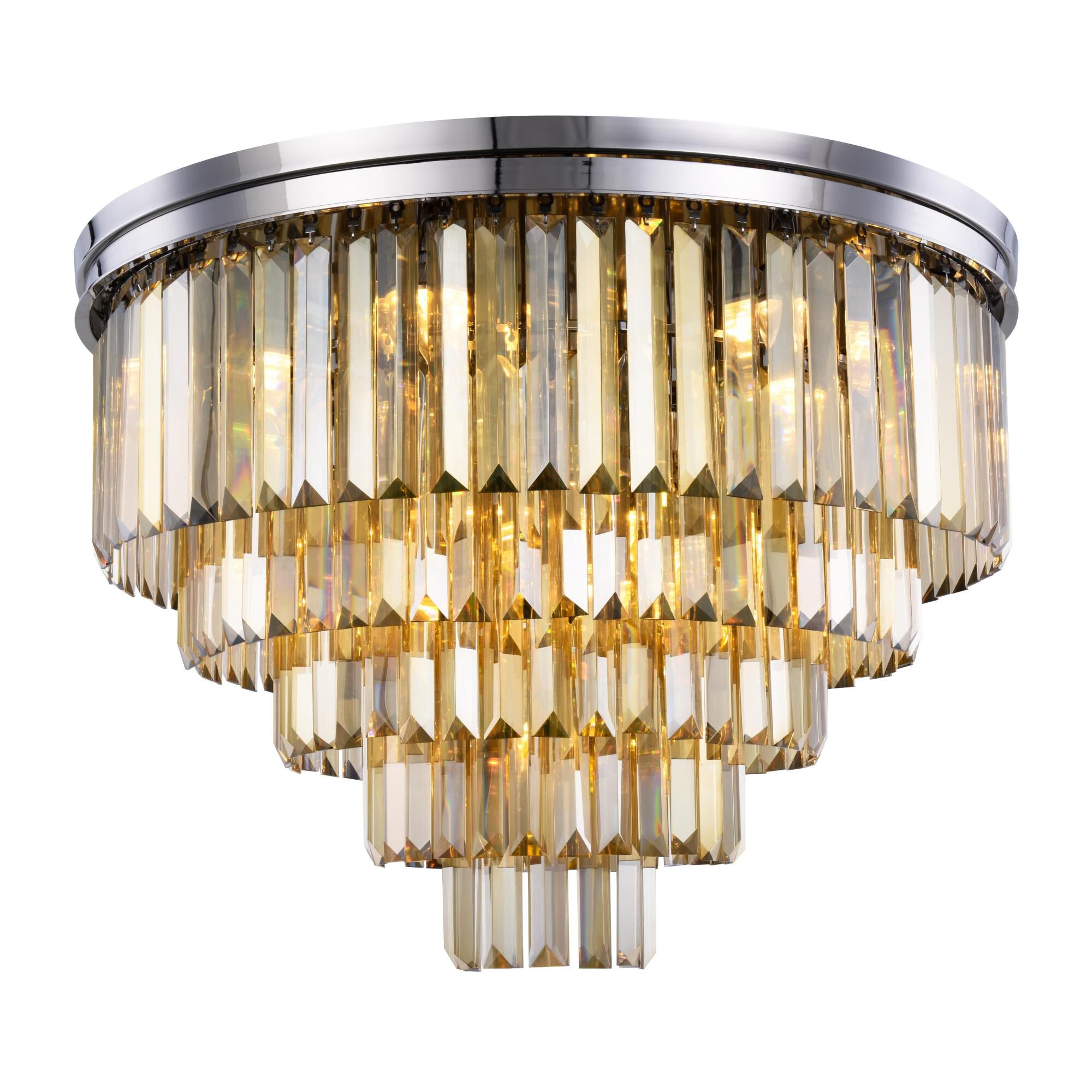 Shown in Polished Nickel finish and Royal Cut crystal and Golden Teak (Smoky) accent