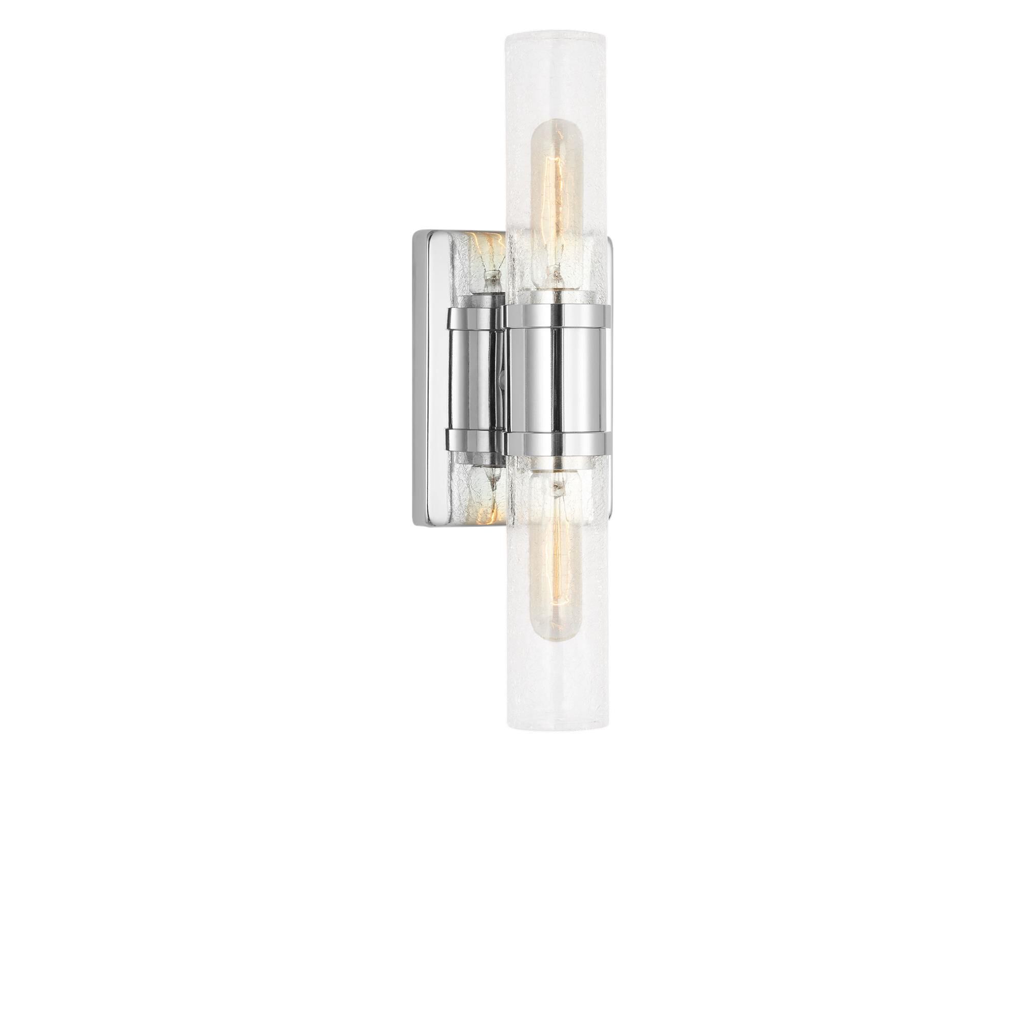 Shown in Chrome finish and Crackle  glass
