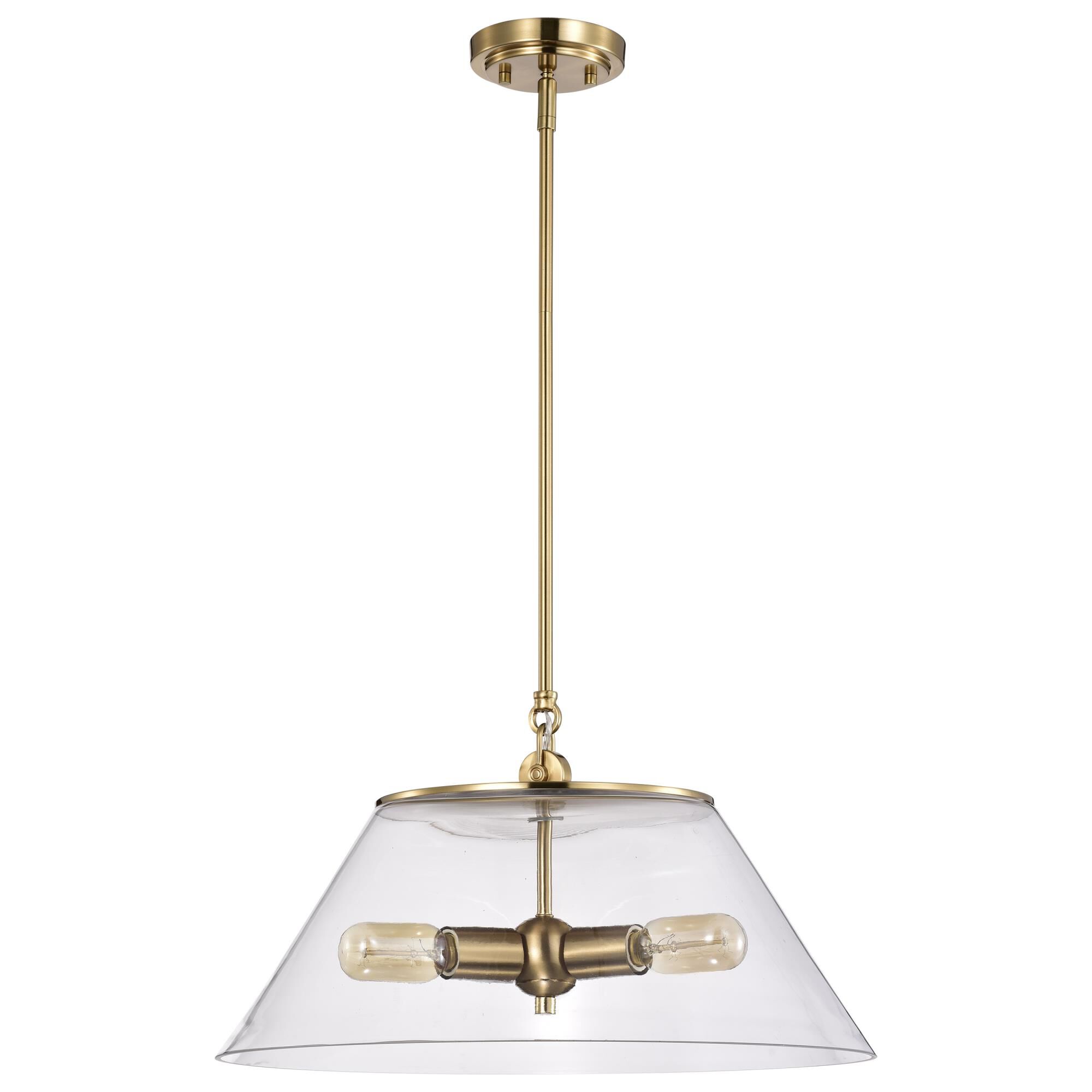 Shown in Vintage Brass finish and Clear glass and No Shade shade