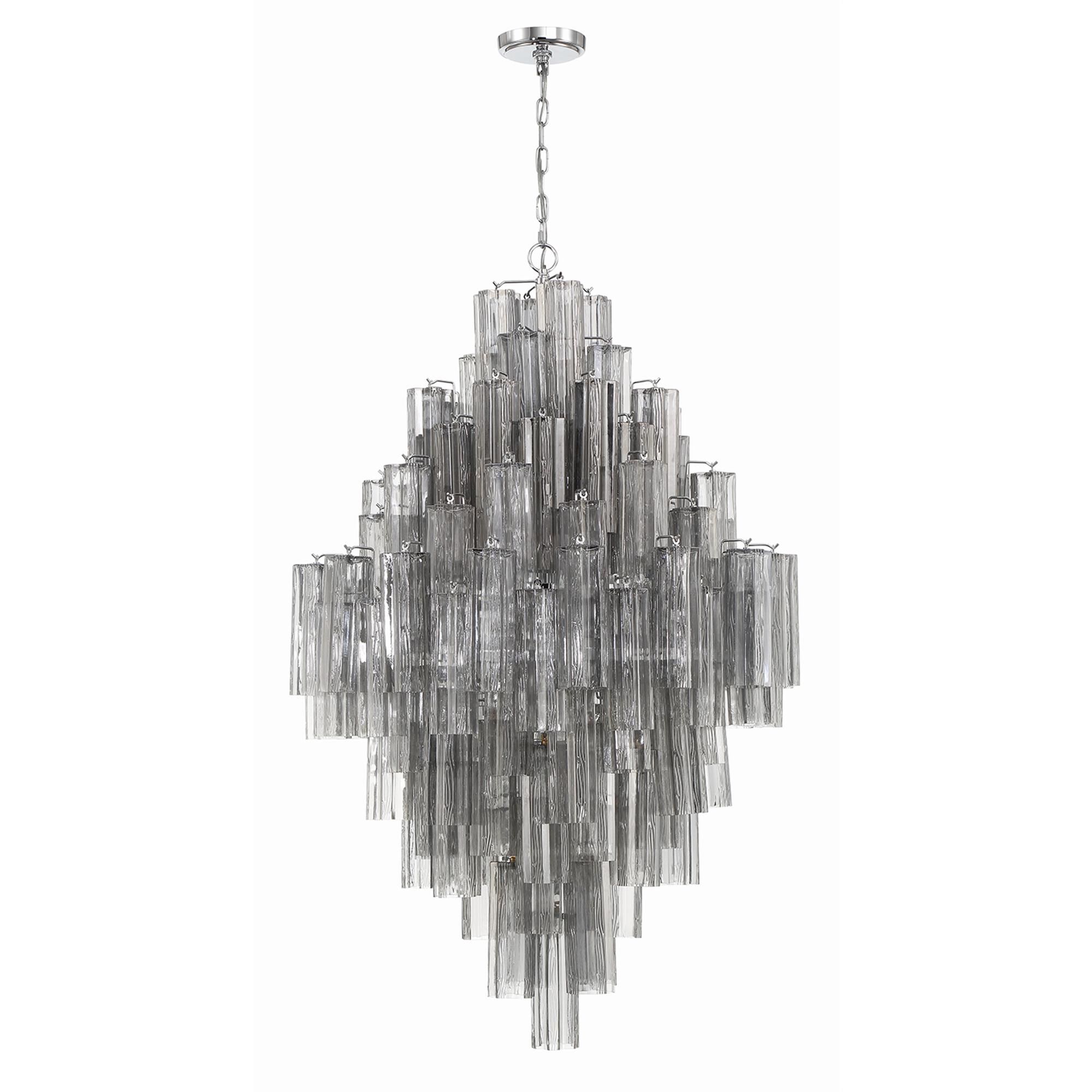 Shown in Polished Chrome finish and Tronchi Glass Smoke crystal