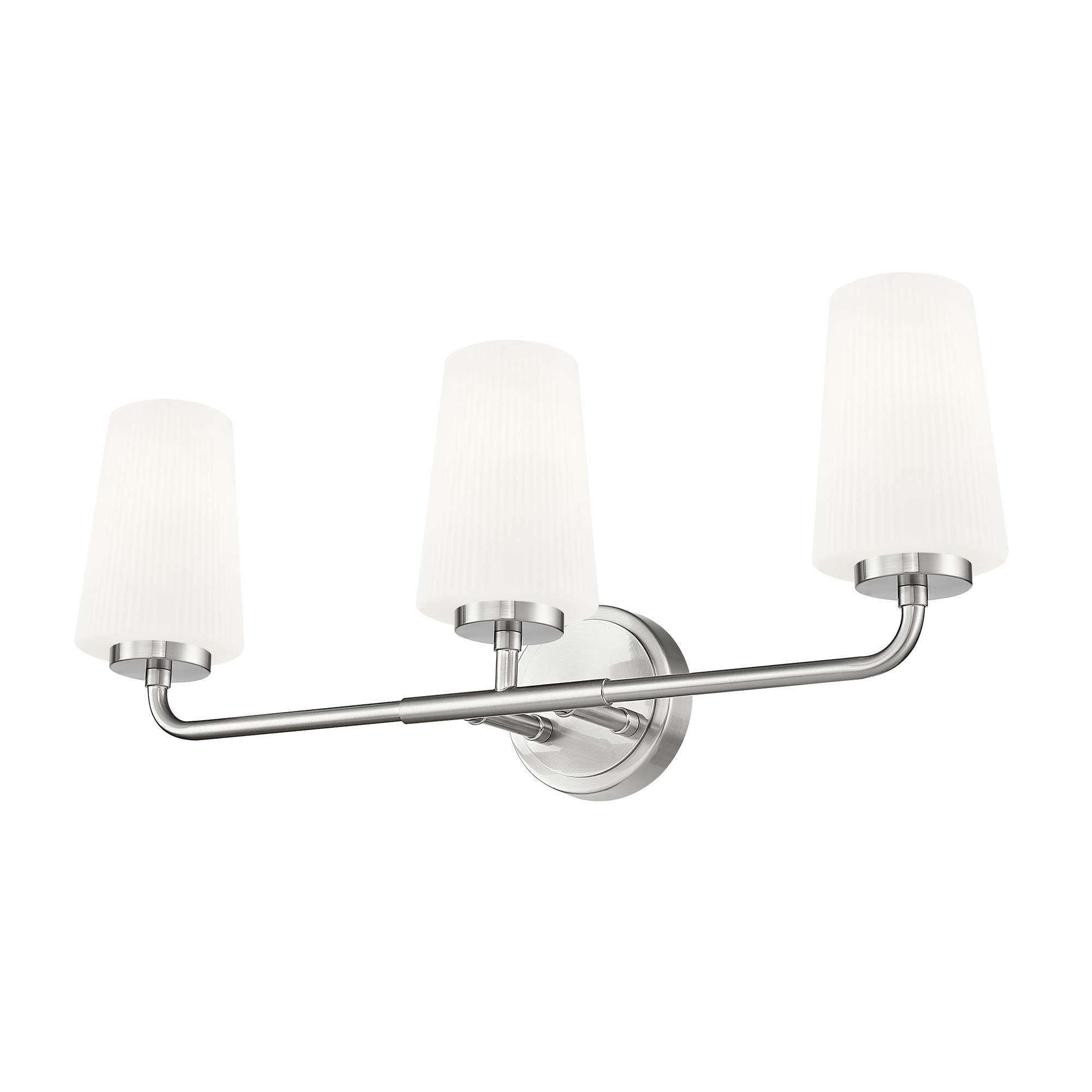Shown in Brushed Nickel finish and Matte Opal glass and Matte Opal shade