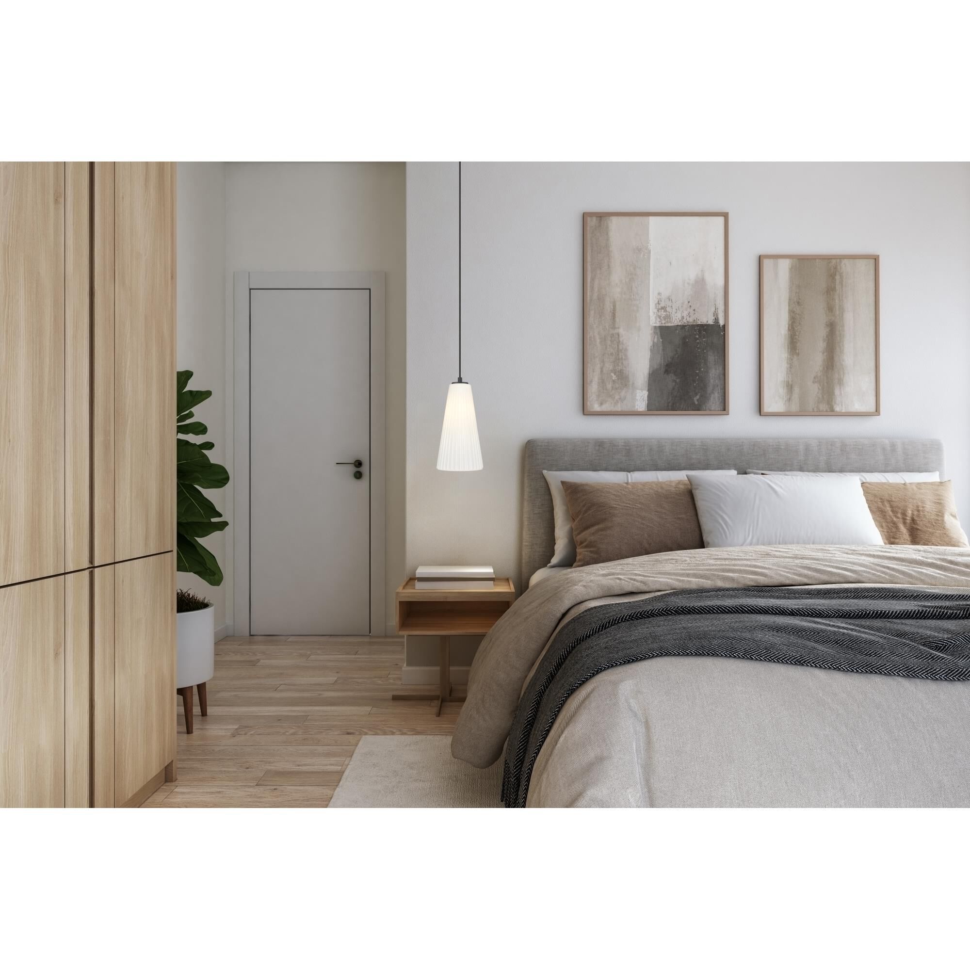 Shown in Matte Black finish and White glass and White shade