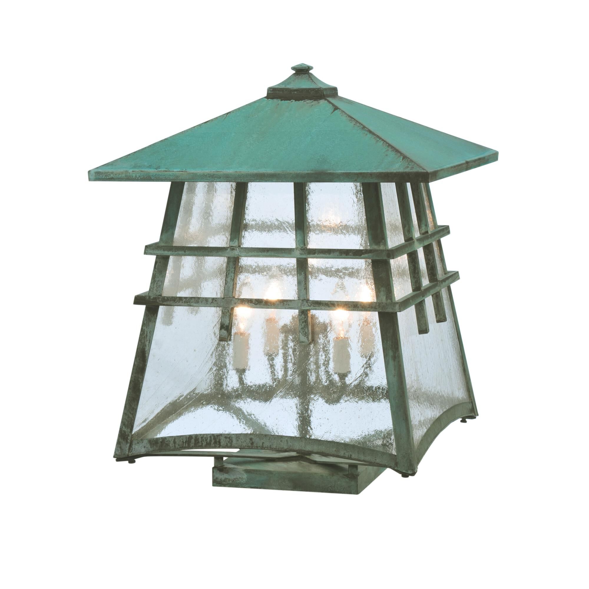 Shown in Vintage Copper Finish finish and Clear Seedy glass