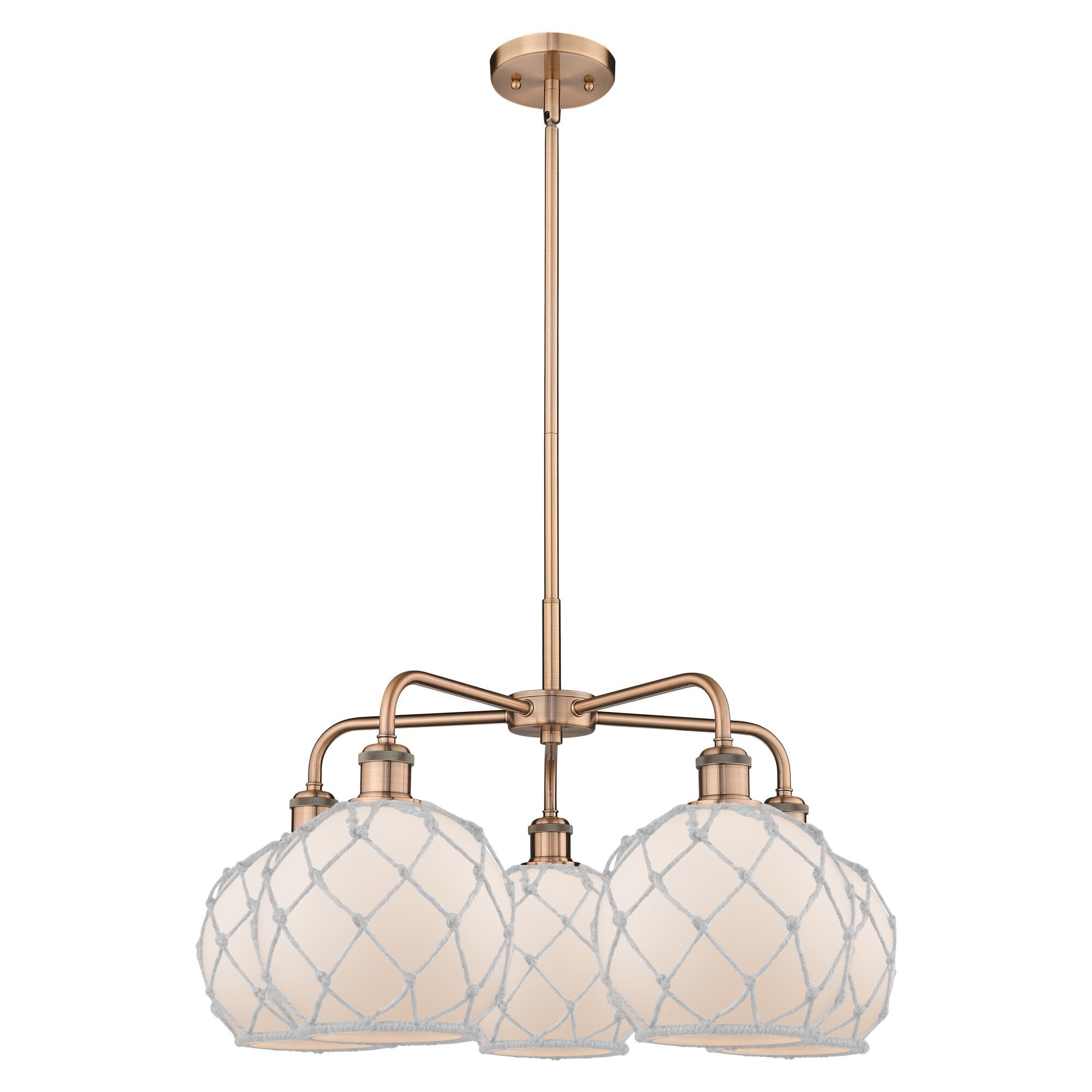 Shown in Antique Copper finish and White with White Rope glass