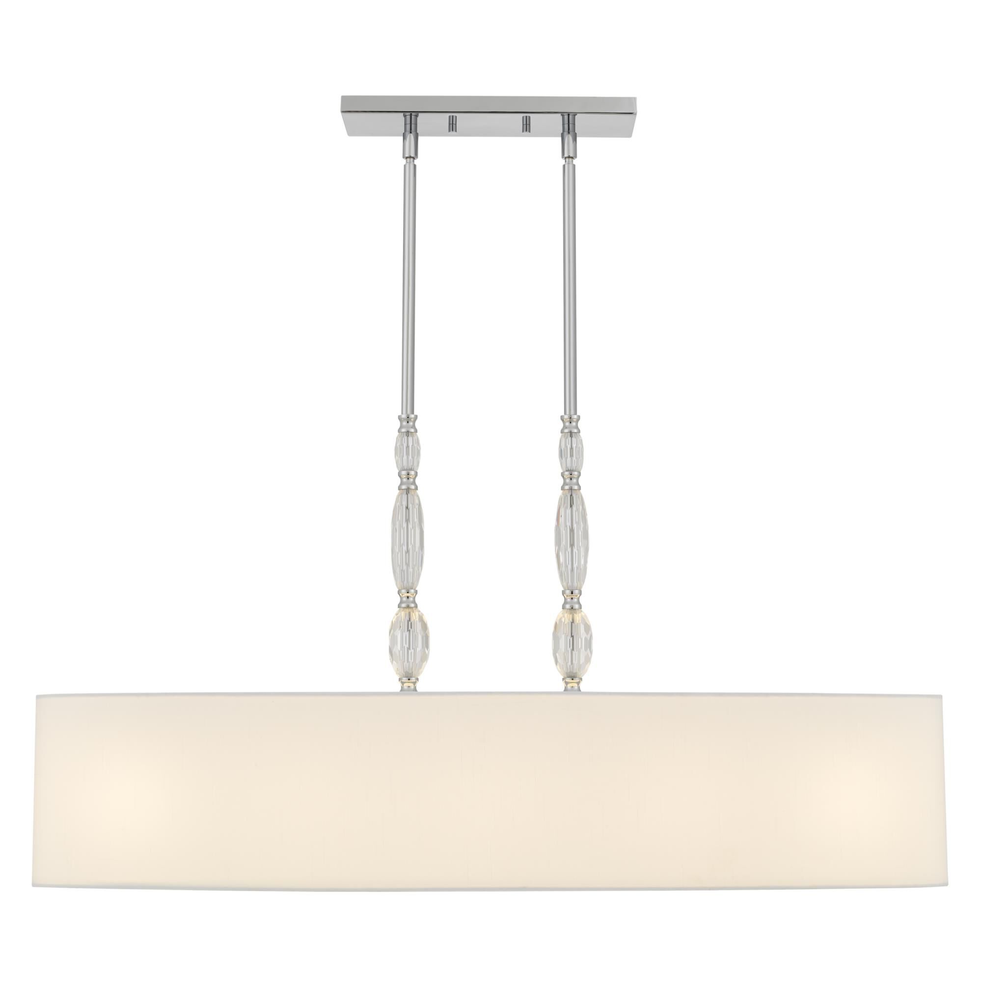 Shown in Polished Chrome finish and White Linen Fabric shade