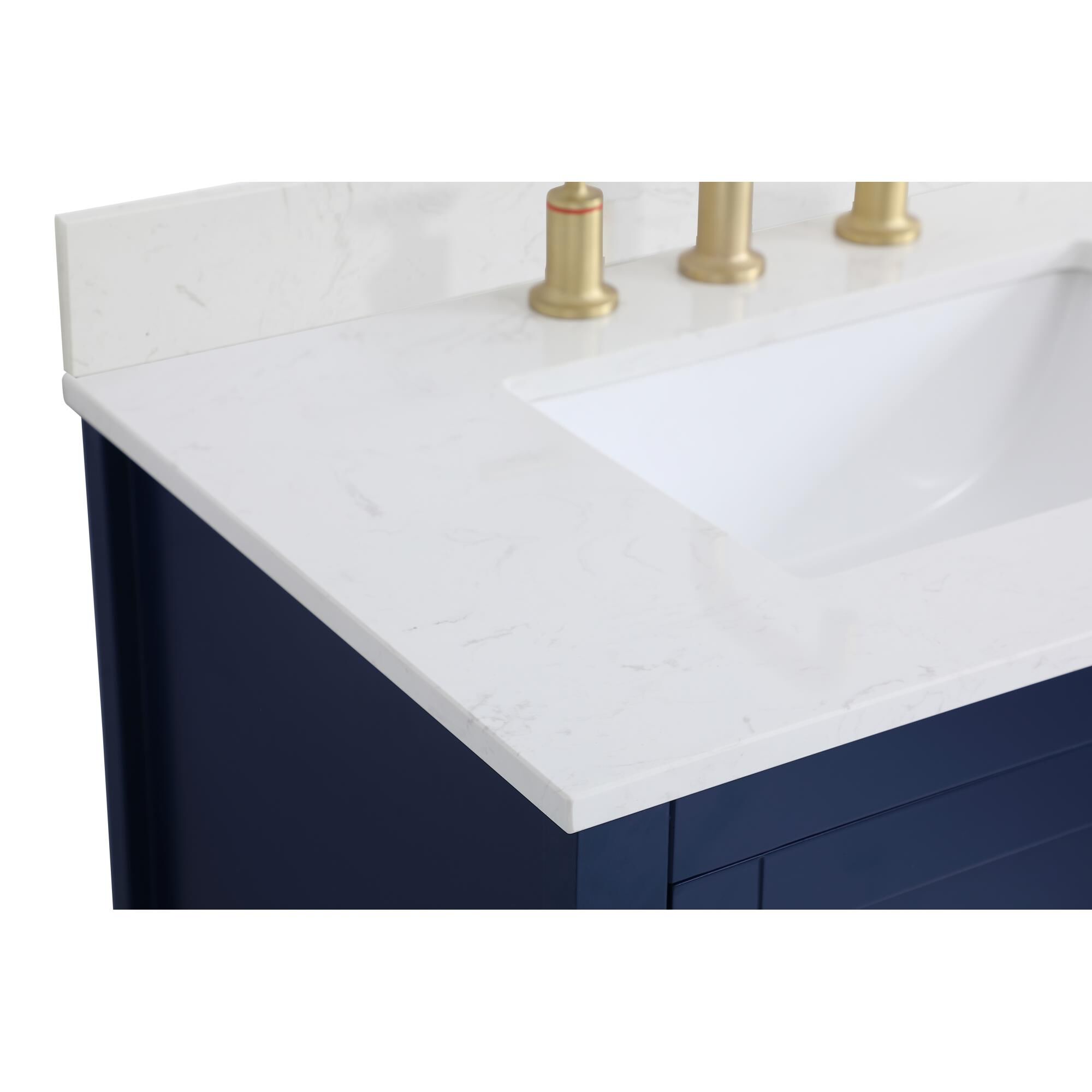 Shown in Blue And Gold With Calacatta Quartz finish