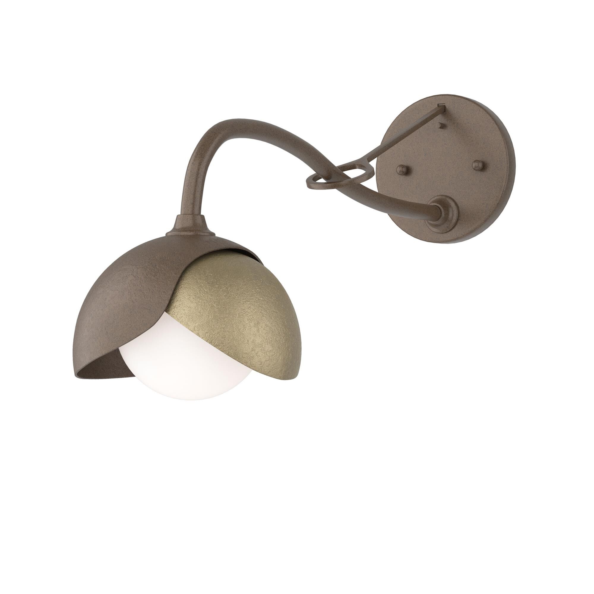 Shown in Bronze finish and Opal glass and Soft Gold (84) accent