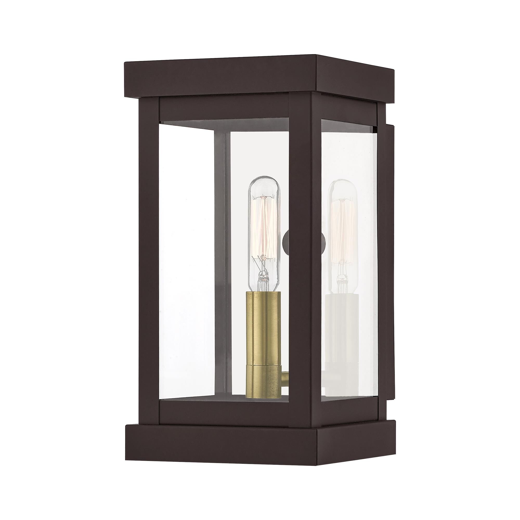 Shown in Bronze finish and Clear glass