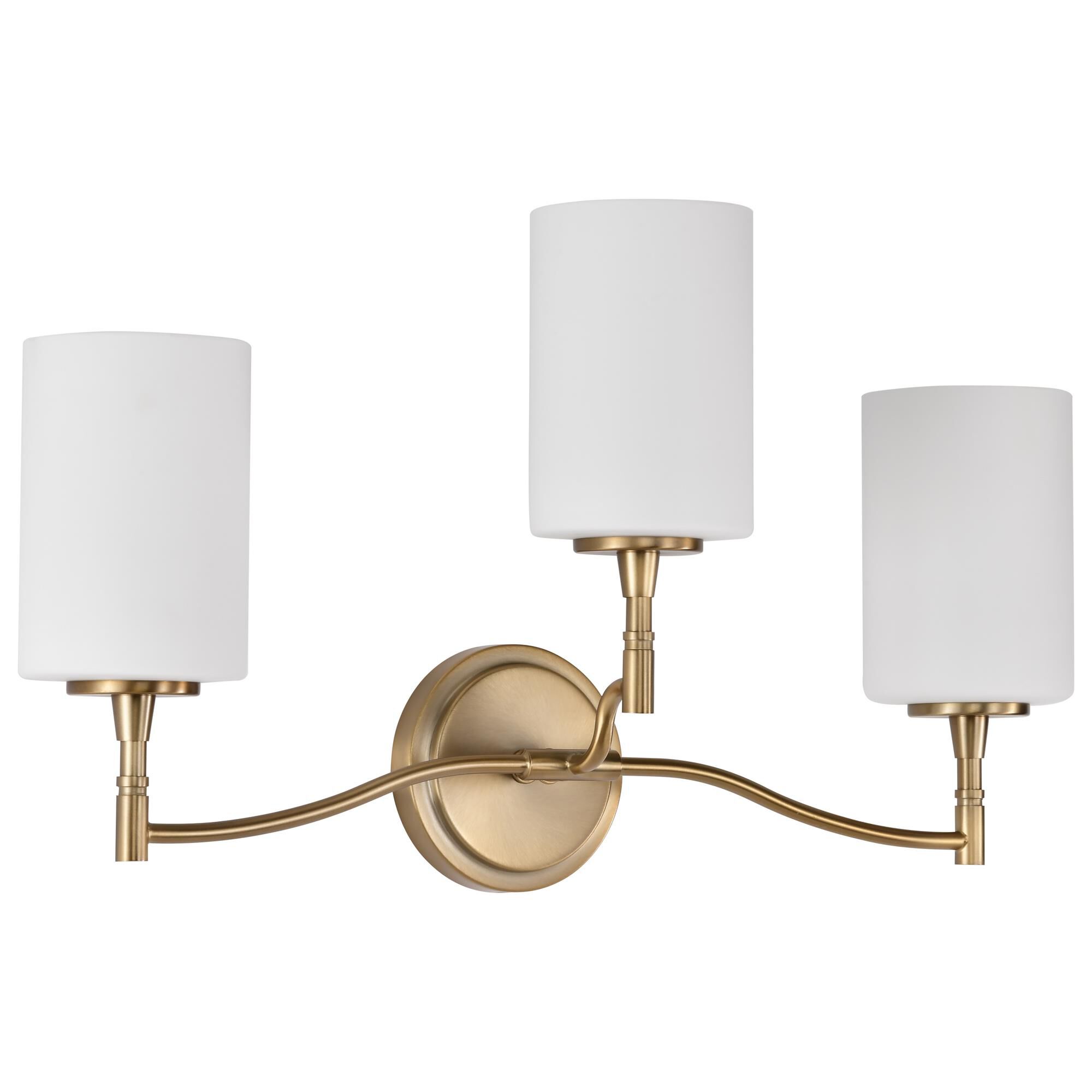 Shown in Burnished Brass finish and White Opal glass