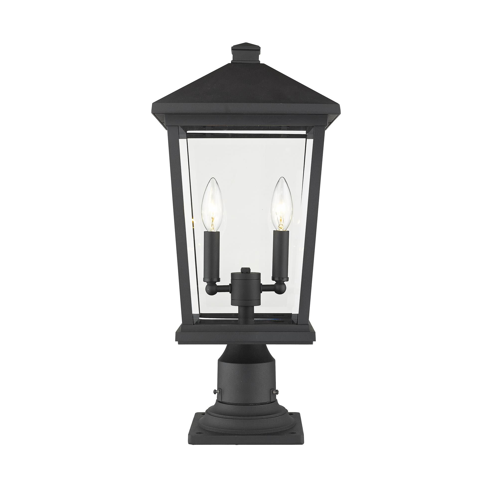 Shown in Black finish and Glass shade