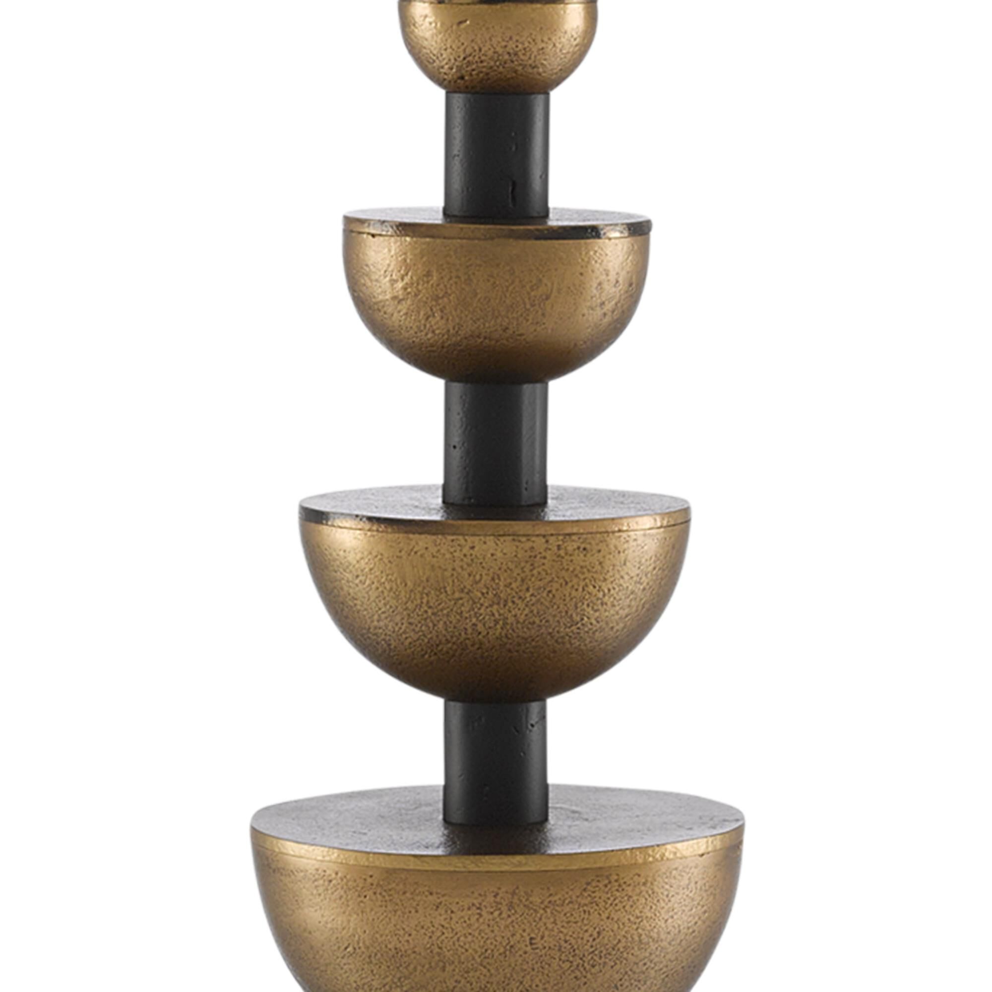 Shown in Antique Brass - Black finish and Off White Shantung shade