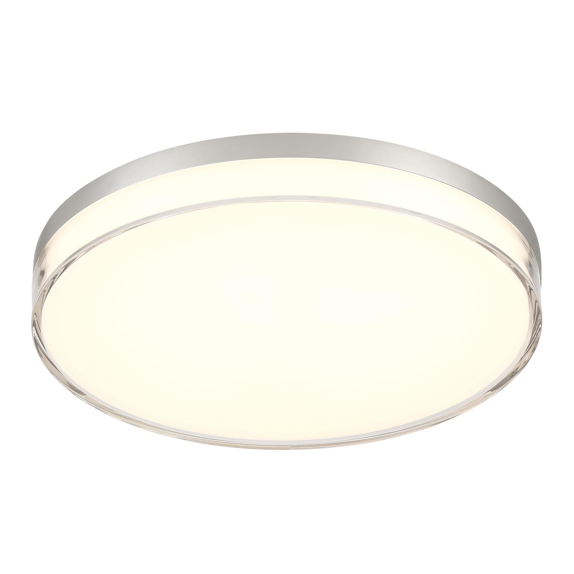 Shown in Brushed Nickel finish and Milky White and Clear Acrylic glass
