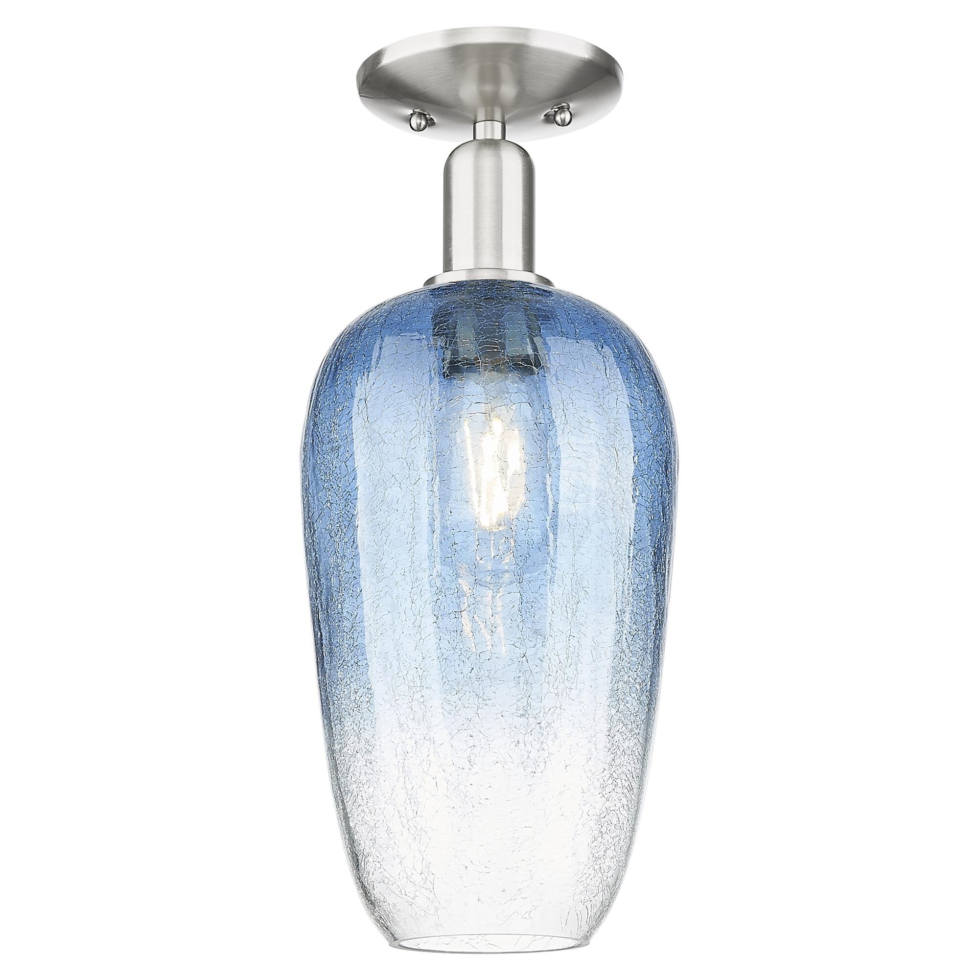 Shown in Brushed Satin Nickel finish and Sapphire Blue glass