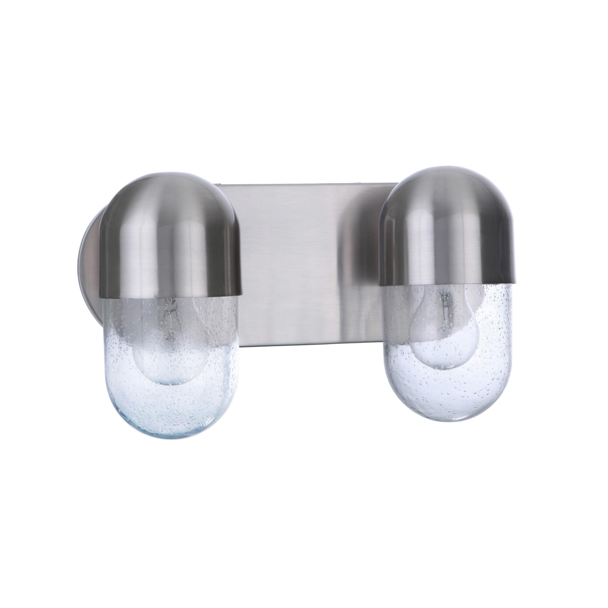 Shown in Brushed Polished Nickel finish and Clear Seeded glass and Glass shade