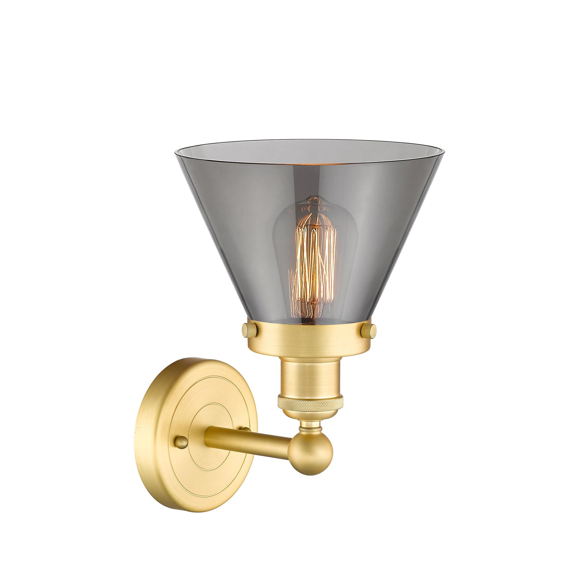 Shown in Satin Gold finish and Plated Smoke glass