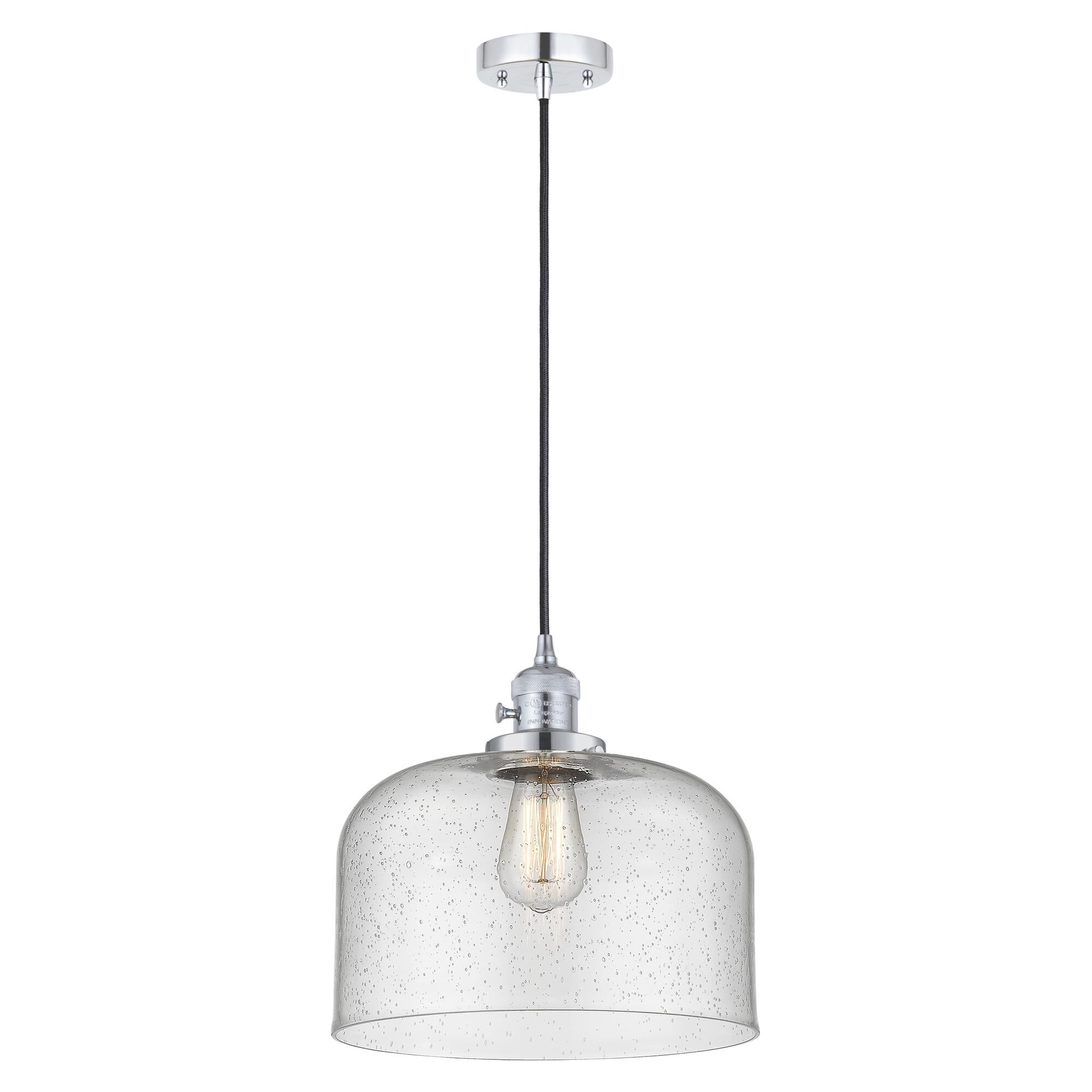 Shown in Polished Chrome finish and Seedy glass