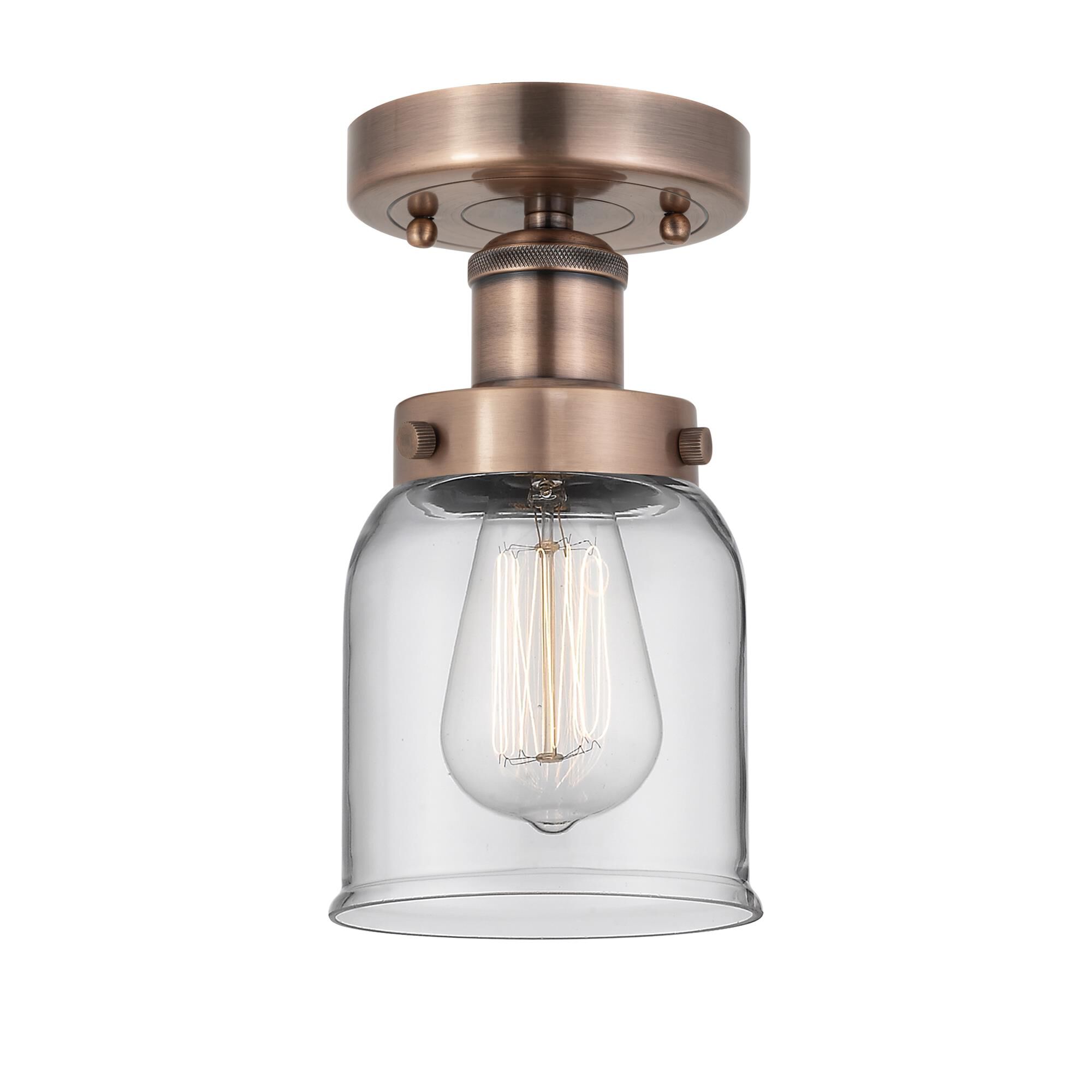 Shown in Antique Copper finish and Clear glass