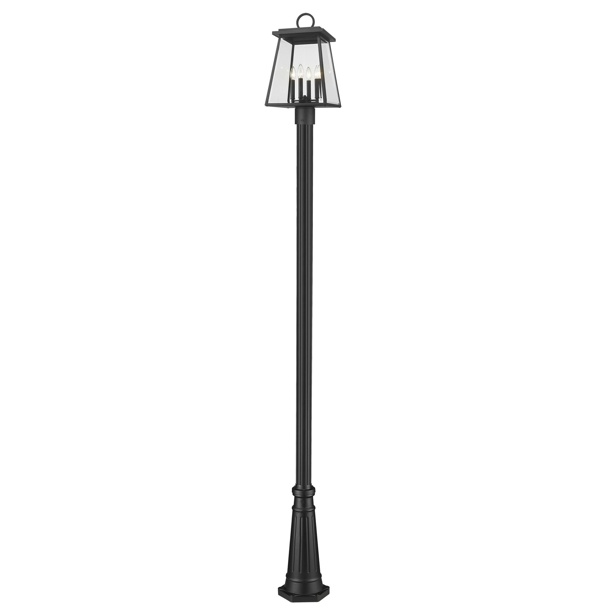 Shown in Black finish and Clear Beveled glass