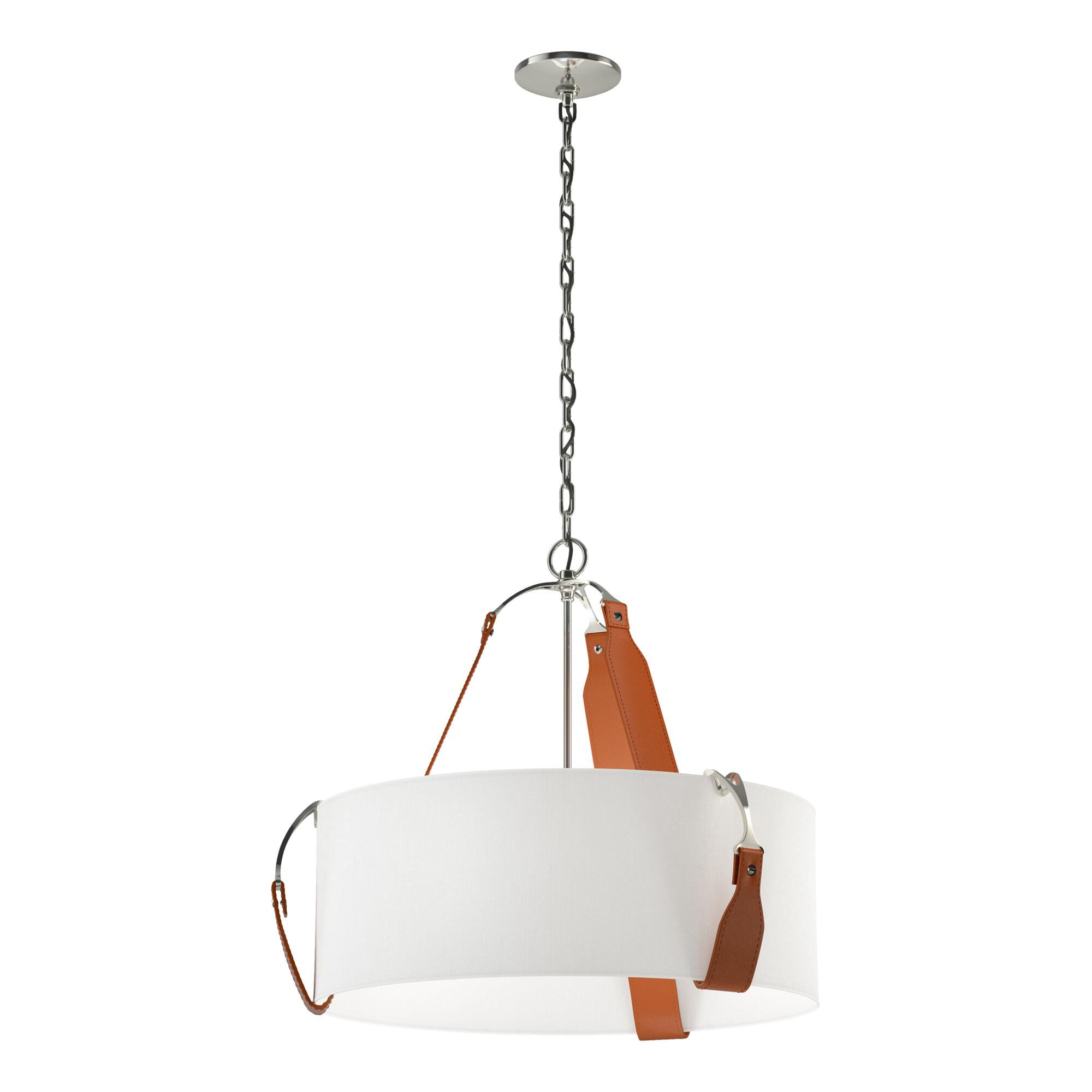 Shown in Polished Nickel finish and Natural Anna shade and Leather Chestnut accent