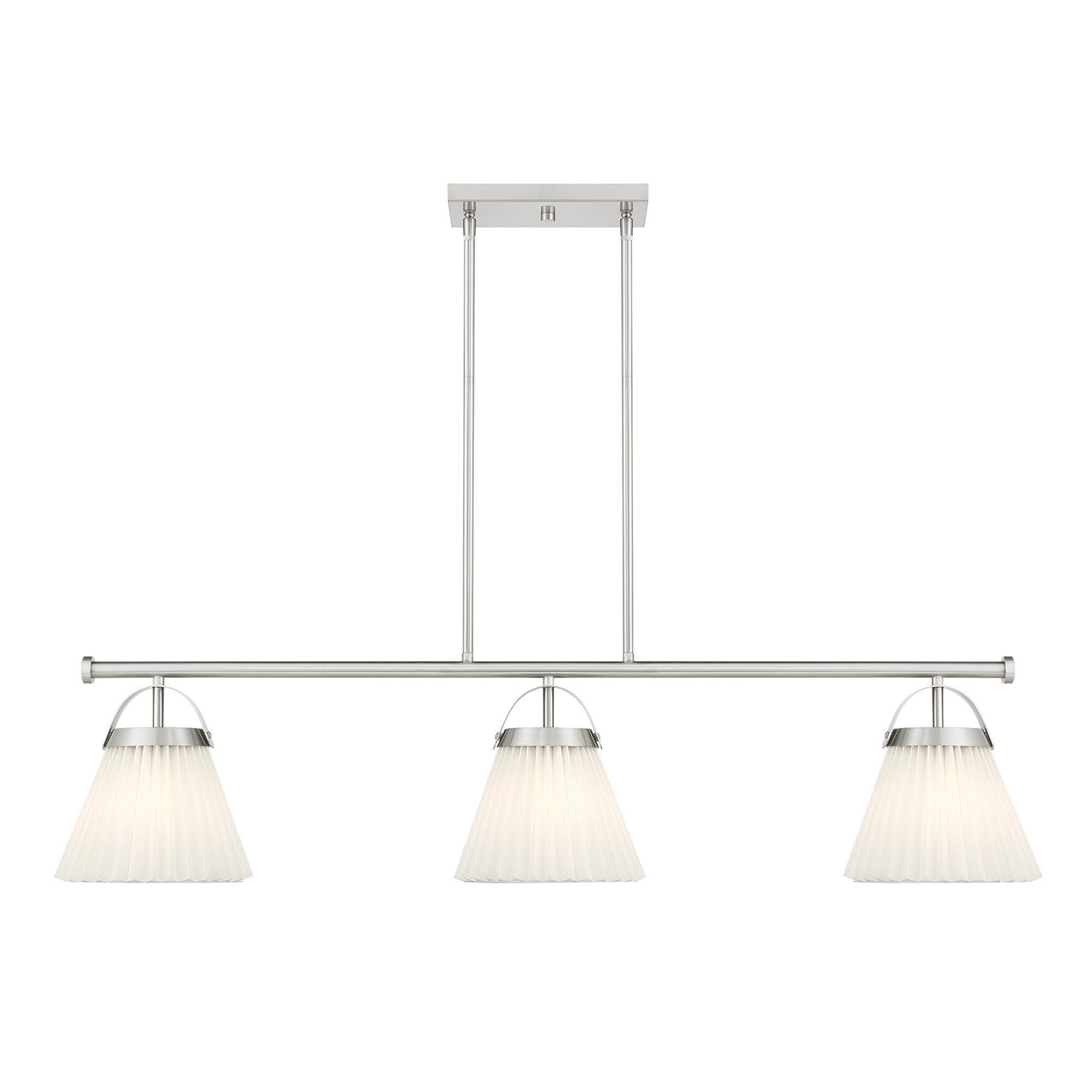 Shown in Brushed Nickel finish and White Knife Pleated Fabric shade