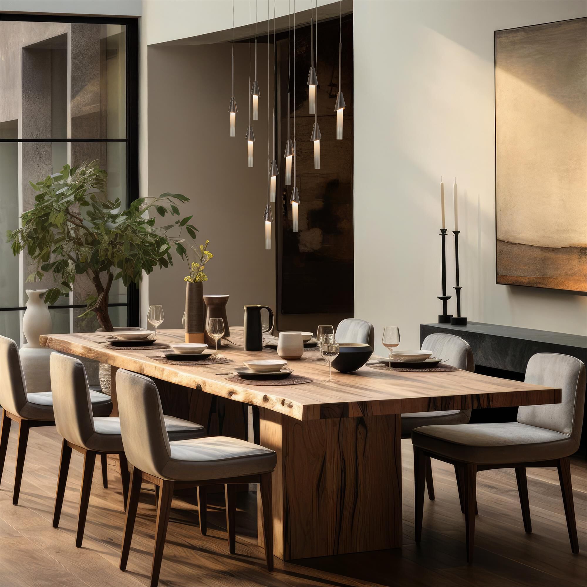 Shown in Dark Smoke finish and Frosted glass