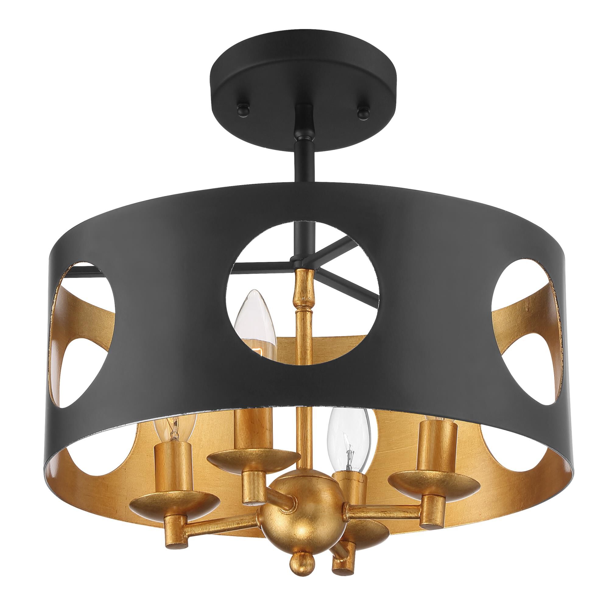 Shown in Matte Black-Antique Gold finish