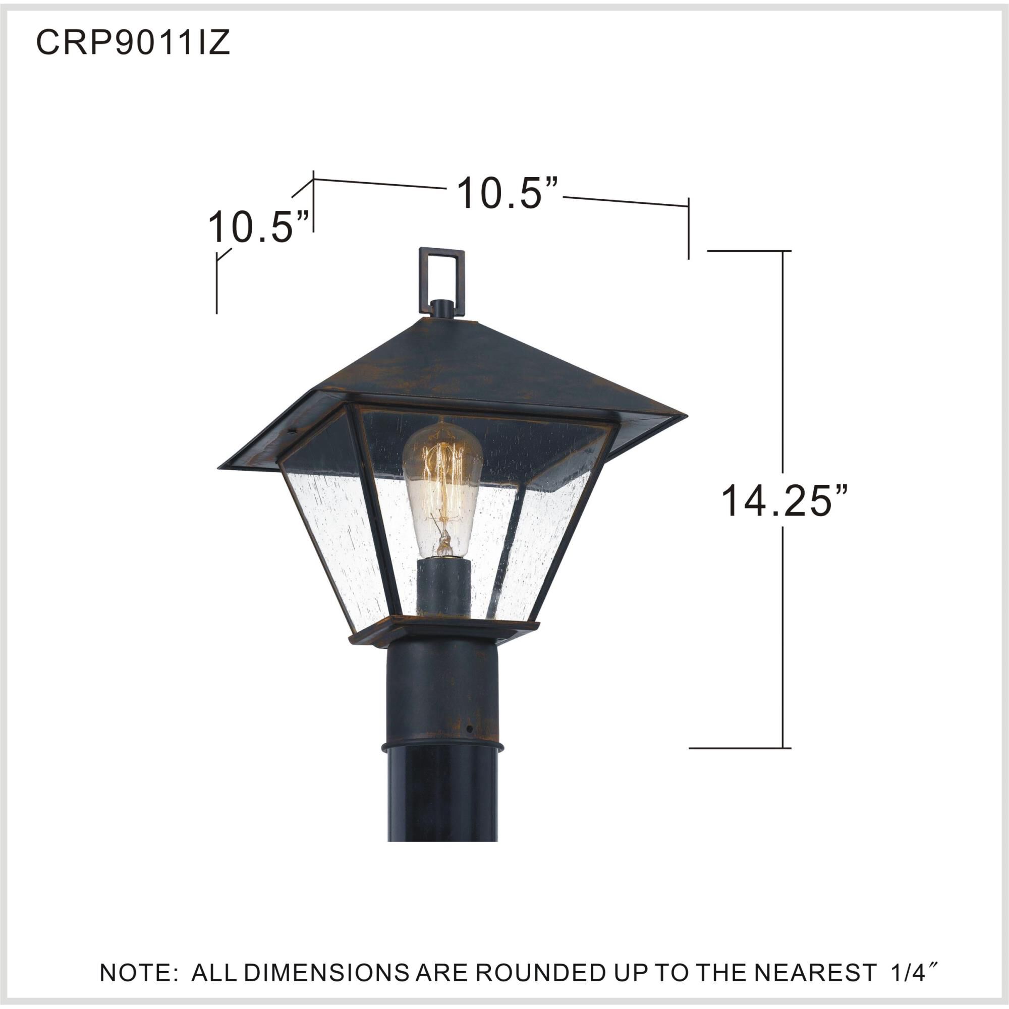 Shown in Industrial Bronze finish and Clear Seeded Glass shade