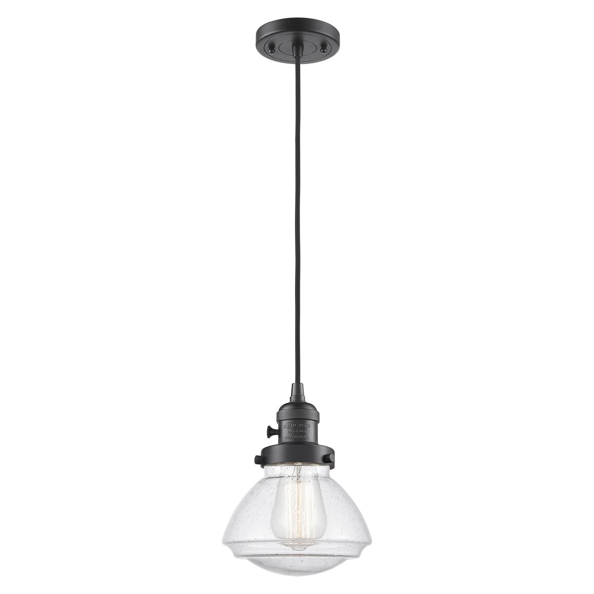 Shown in Oil Rubbed Bronze finish and Seedy glass