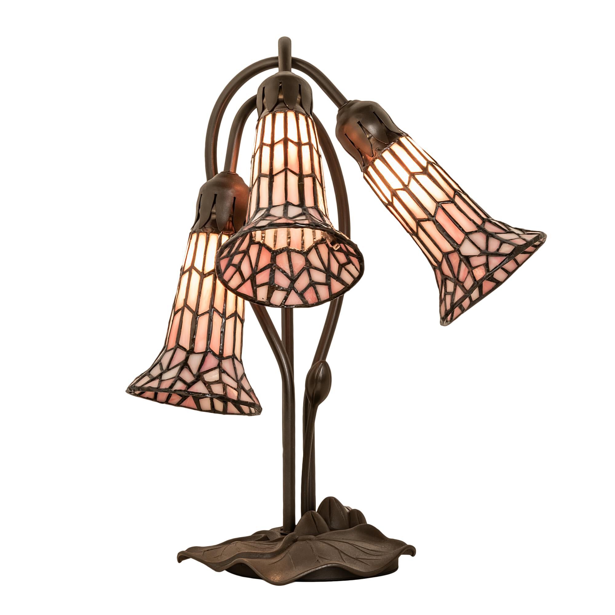 Shown in Mahogany Bronze finish and Pink glass