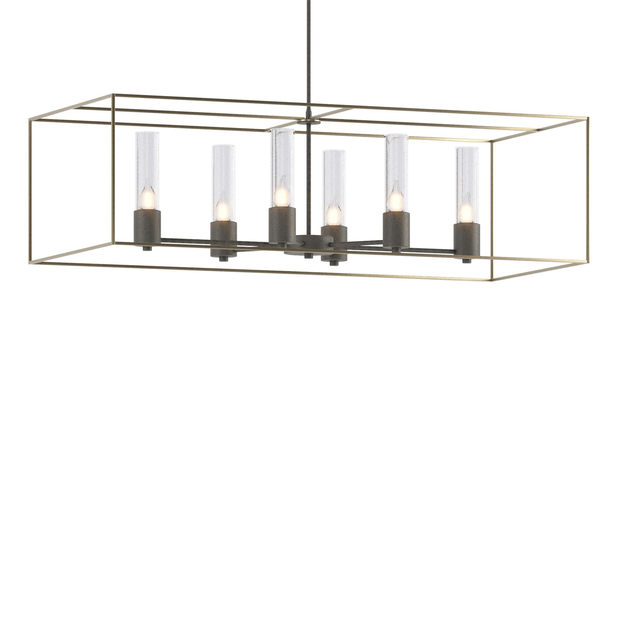 Shown in Natural Iron finish and Clear glass and Soft Gold accent