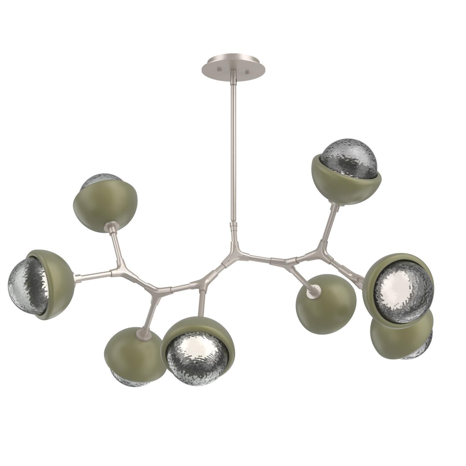 Shown in Beige Silver finish and Smoke glass and Sage Green accent