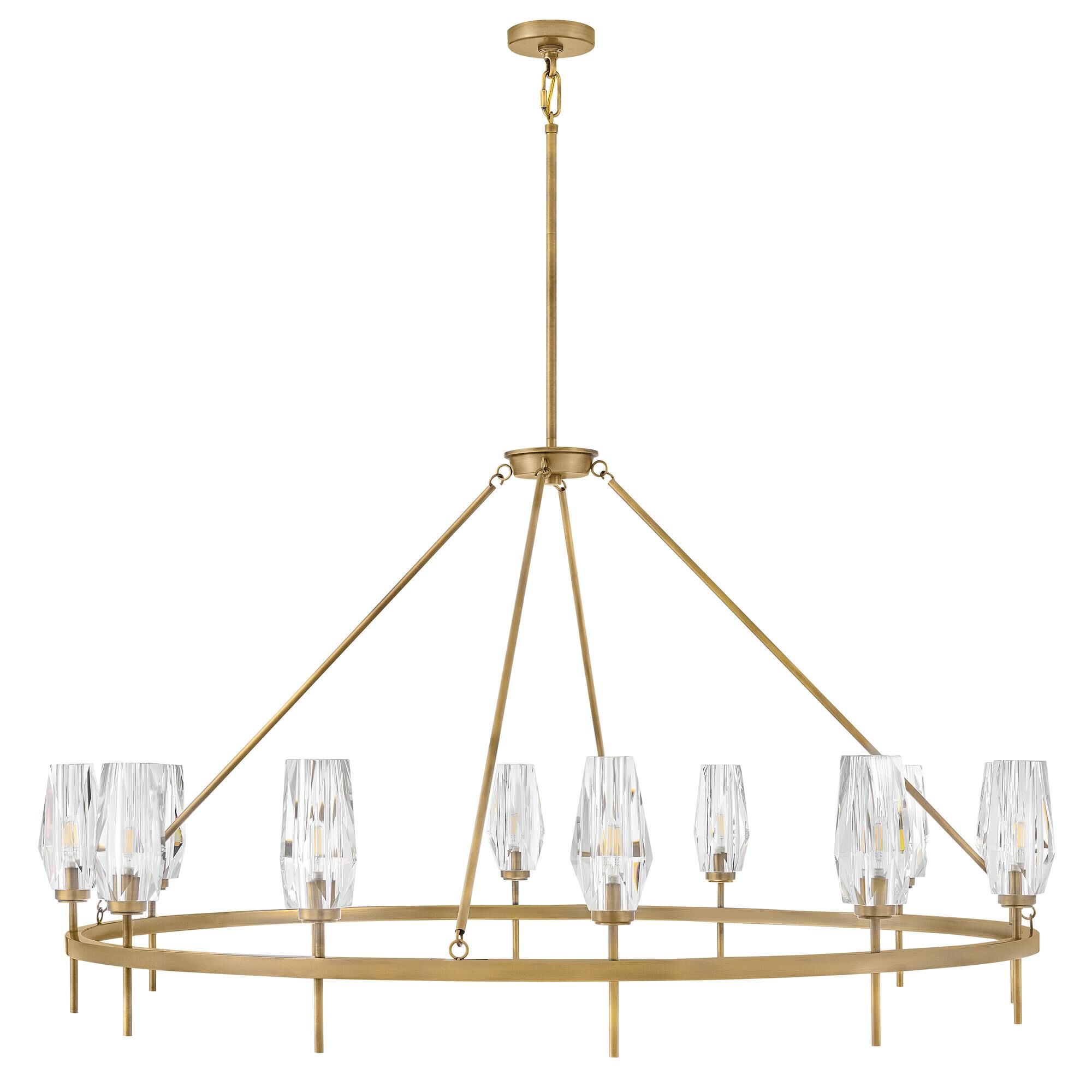 Shown in Heritage Brass finish and Faceted Clear Crystal glass