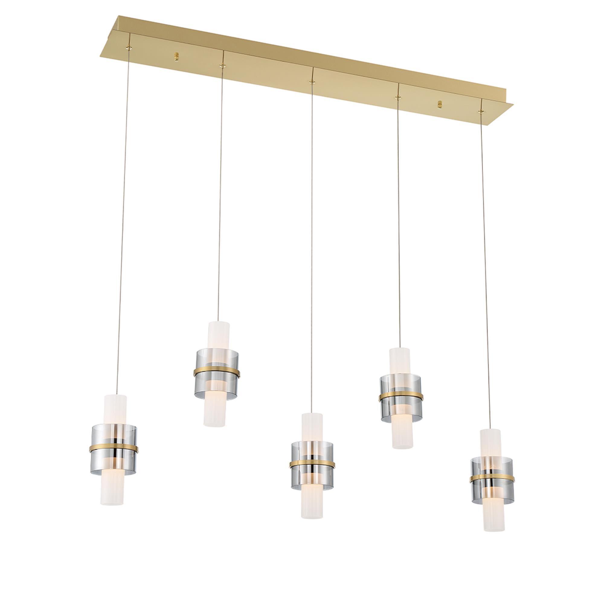 Shown in Brushed Gold finish and Smoked Outer glass