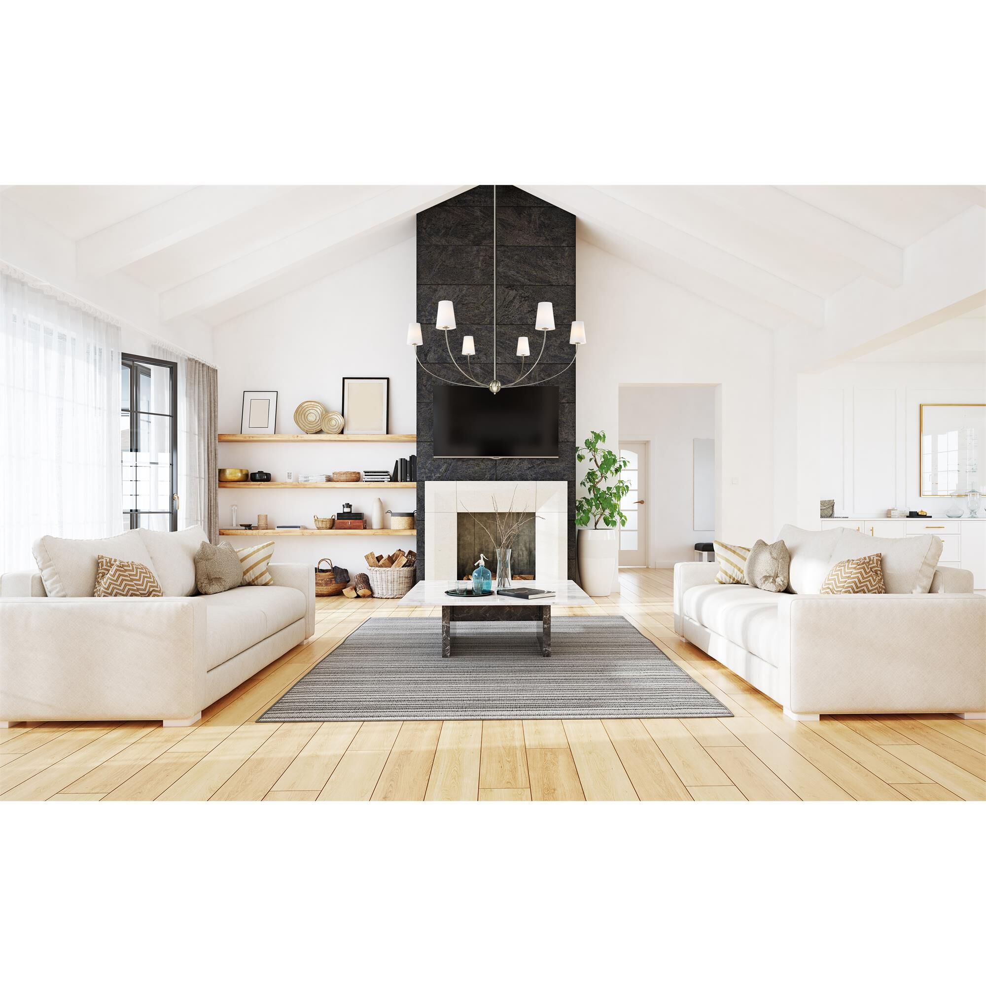 Shown in Brushed Nickel finish and White glass