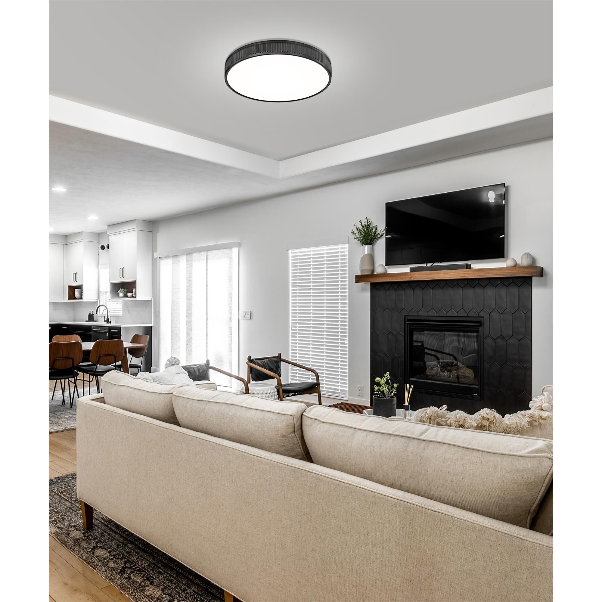 Shown in Matte Black finish and Frosted glass and Frosted shade