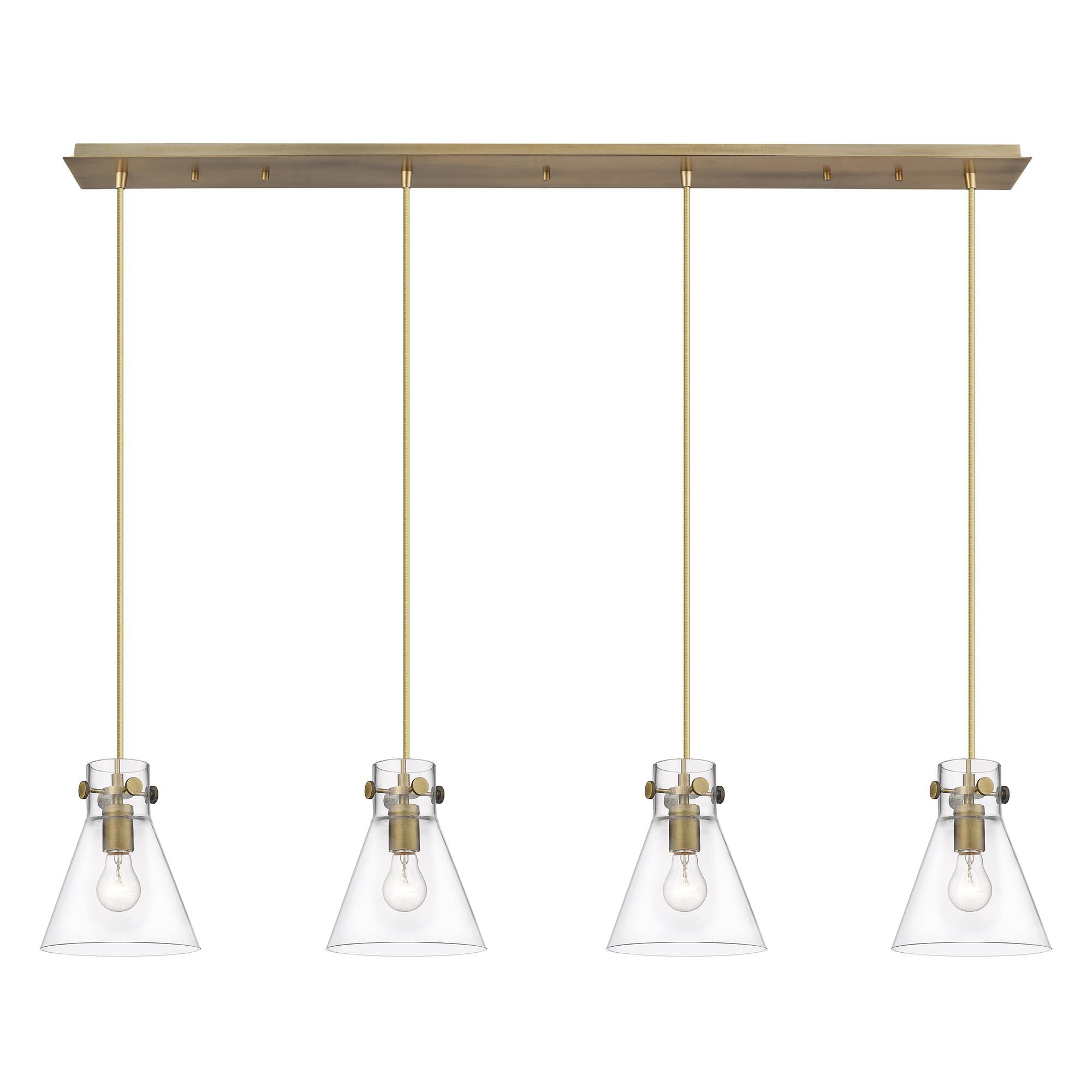 Shown in Brushed Brass finish and Clear glass and Clear Glass shade