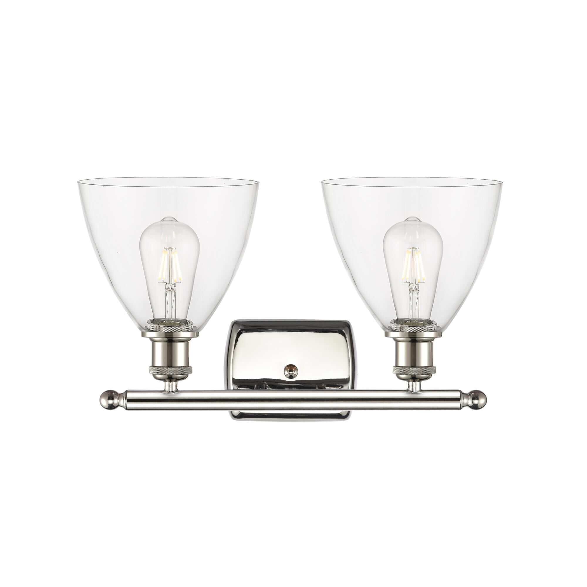 Shown in Polished Nickel finish and Clear Ballston Dome glass and No Shade shade