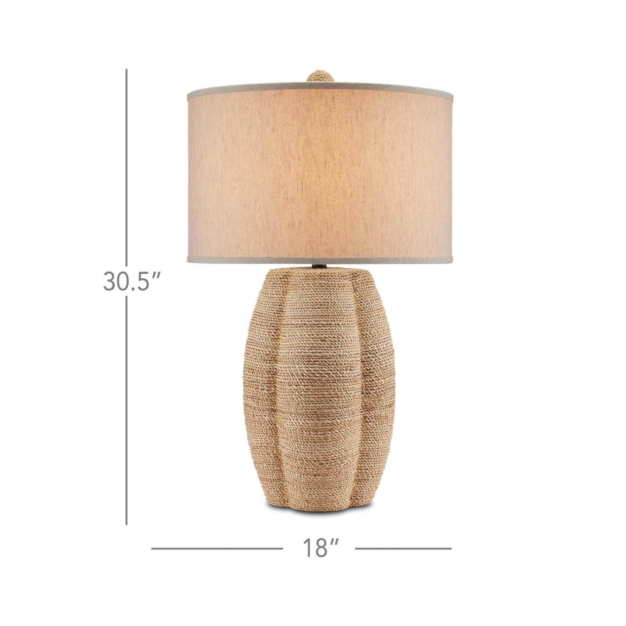 Shown in Satin Black and Natural Abaca Rope finish and Natural Linen shade