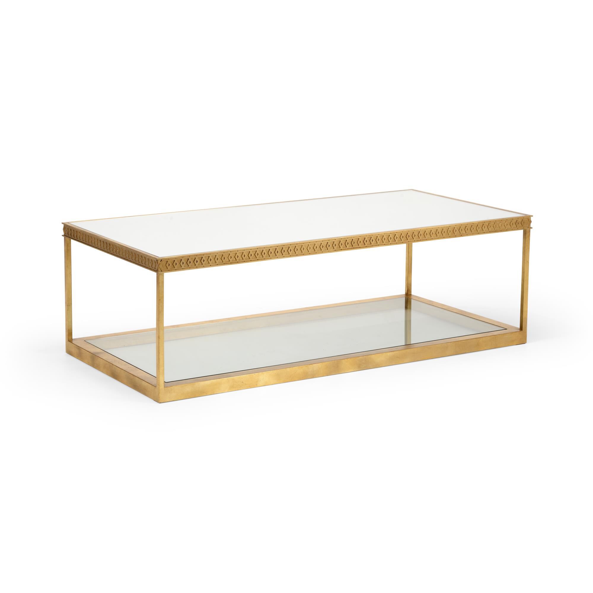Shown in Clear/Beveled/Plain/Metallic Satin Gold finish and Mirror/Transparent glass