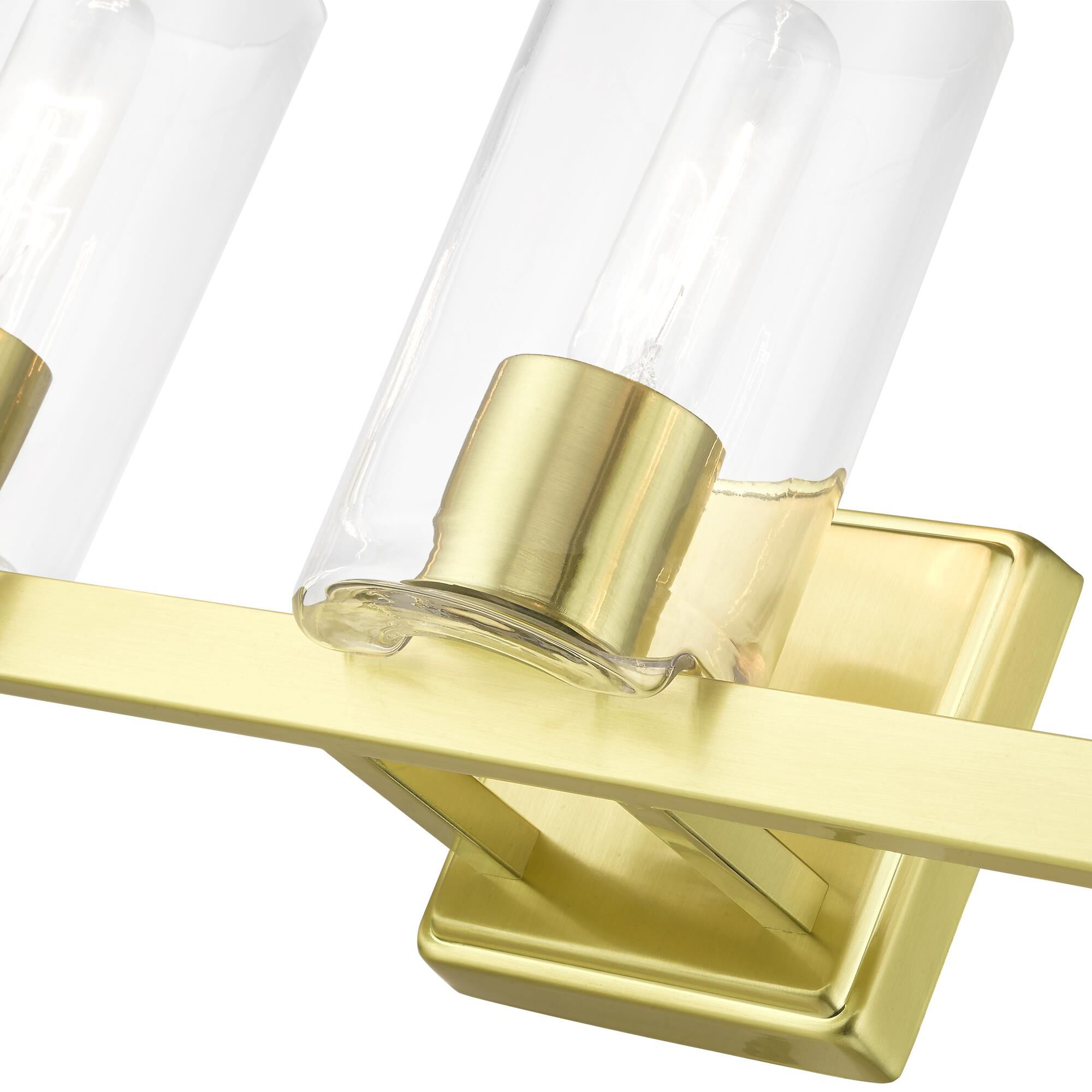 Shown in Satin Brass finish and Clear glass