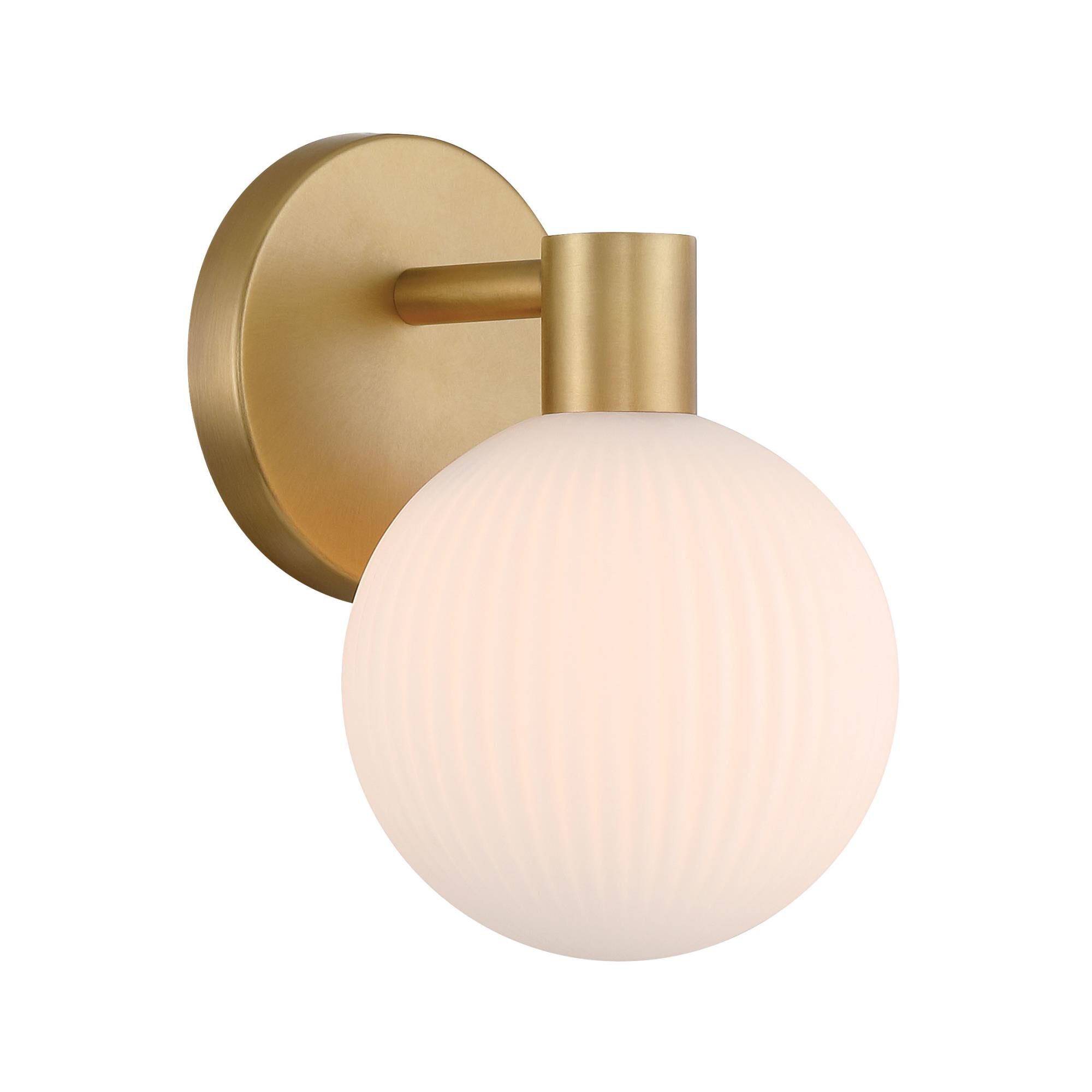 Shown in Legacy Brass finish and White Striped glass and Glass shade